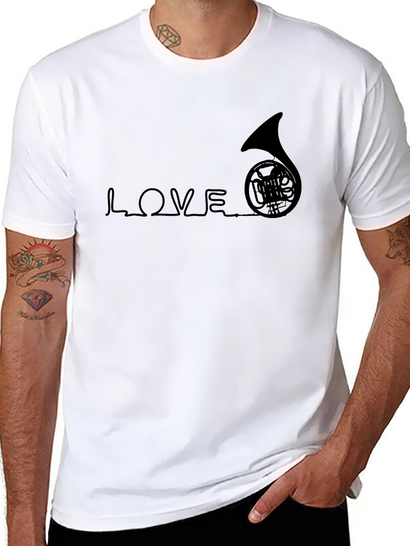 Black Love French Horn Graphic Tee view 8