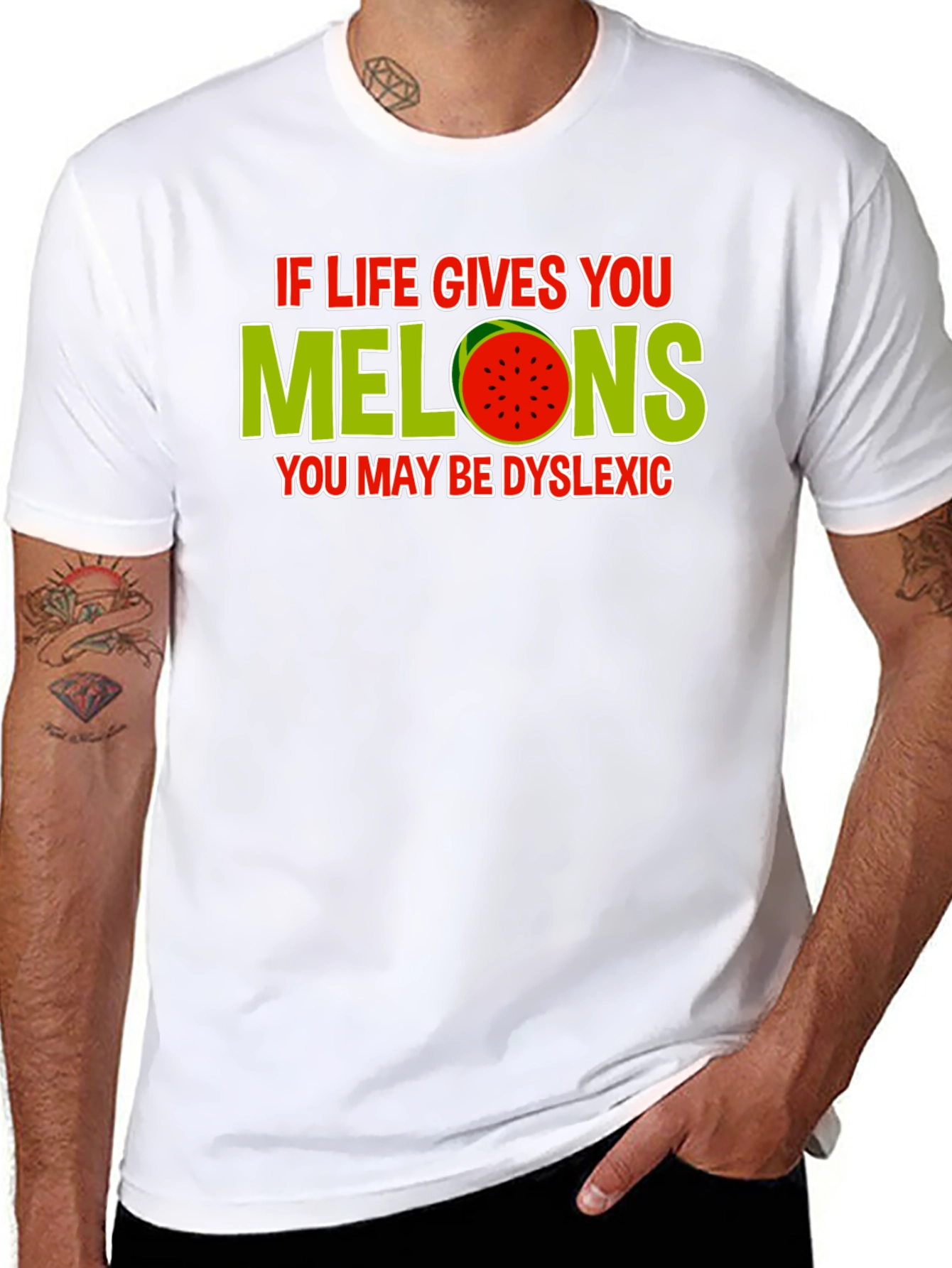 Black Dyslexic Melons Graphic Novelty T-Shirt view 8