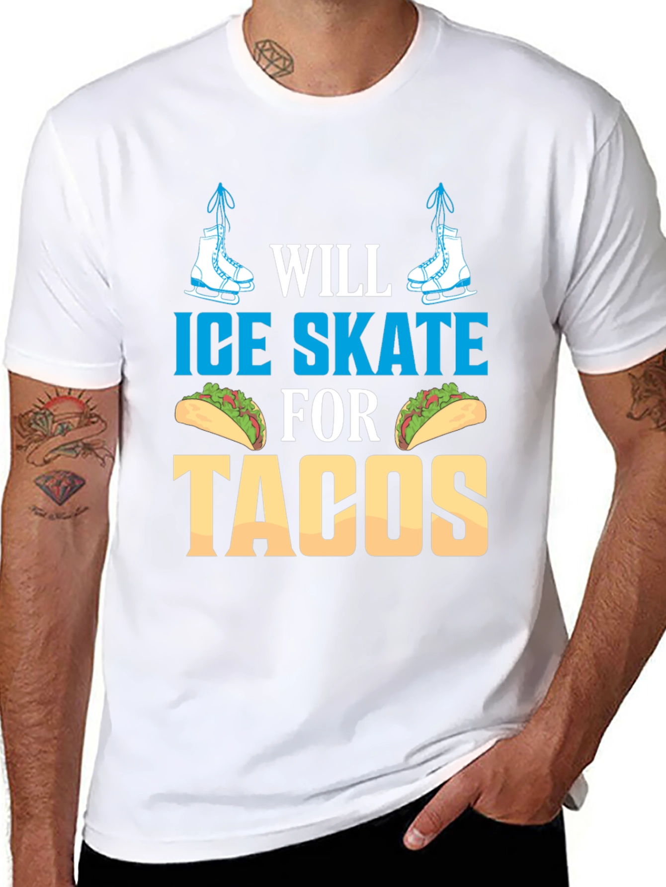 Black Ice Skate for Tacos Graphic Tee view 8