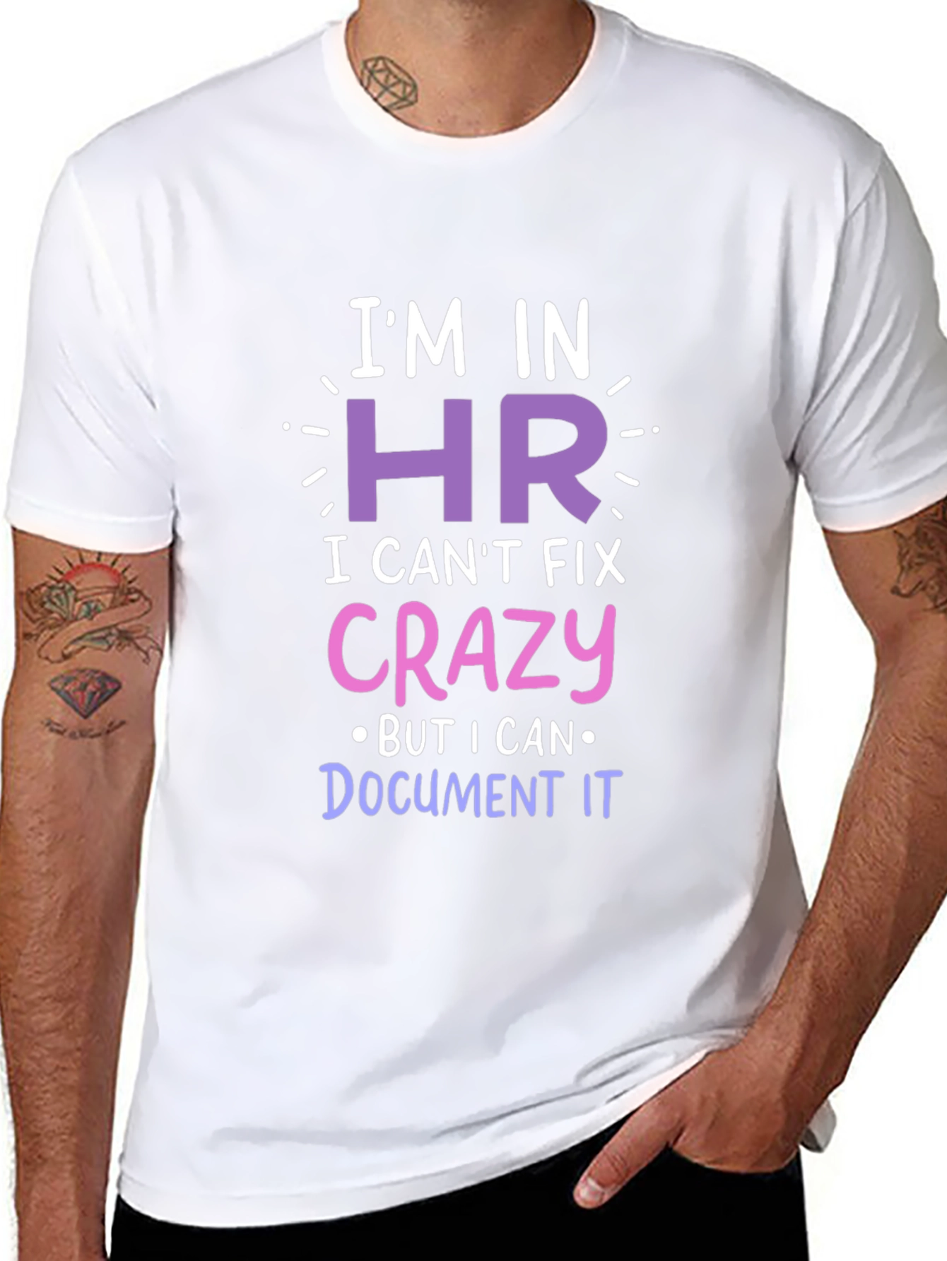 Black Funny HR T-Shirt - I Can't Fix Crazy! view 8