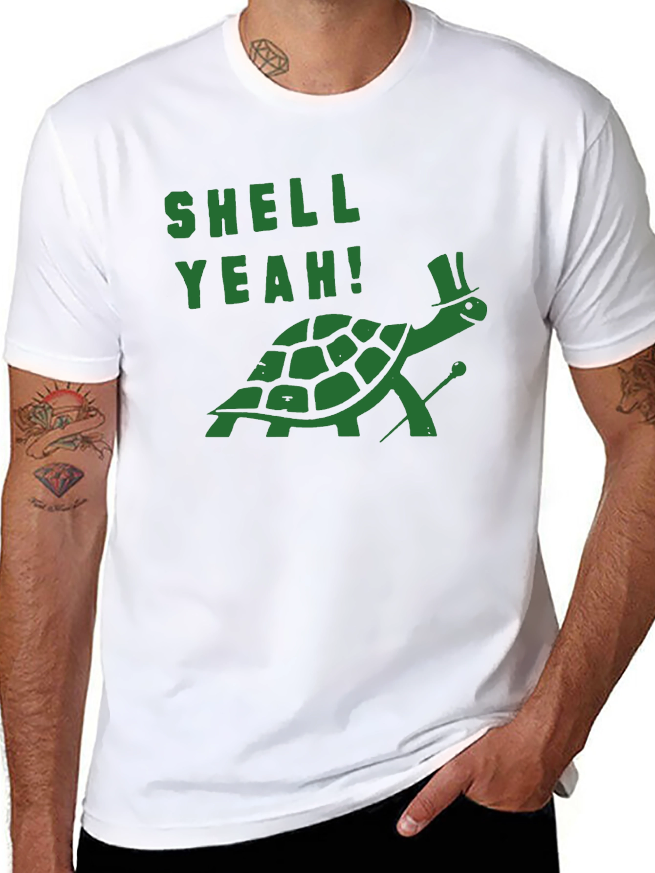 Black Shell Yeah Turtle T-Shirt - Funny Graphic Tee view 8