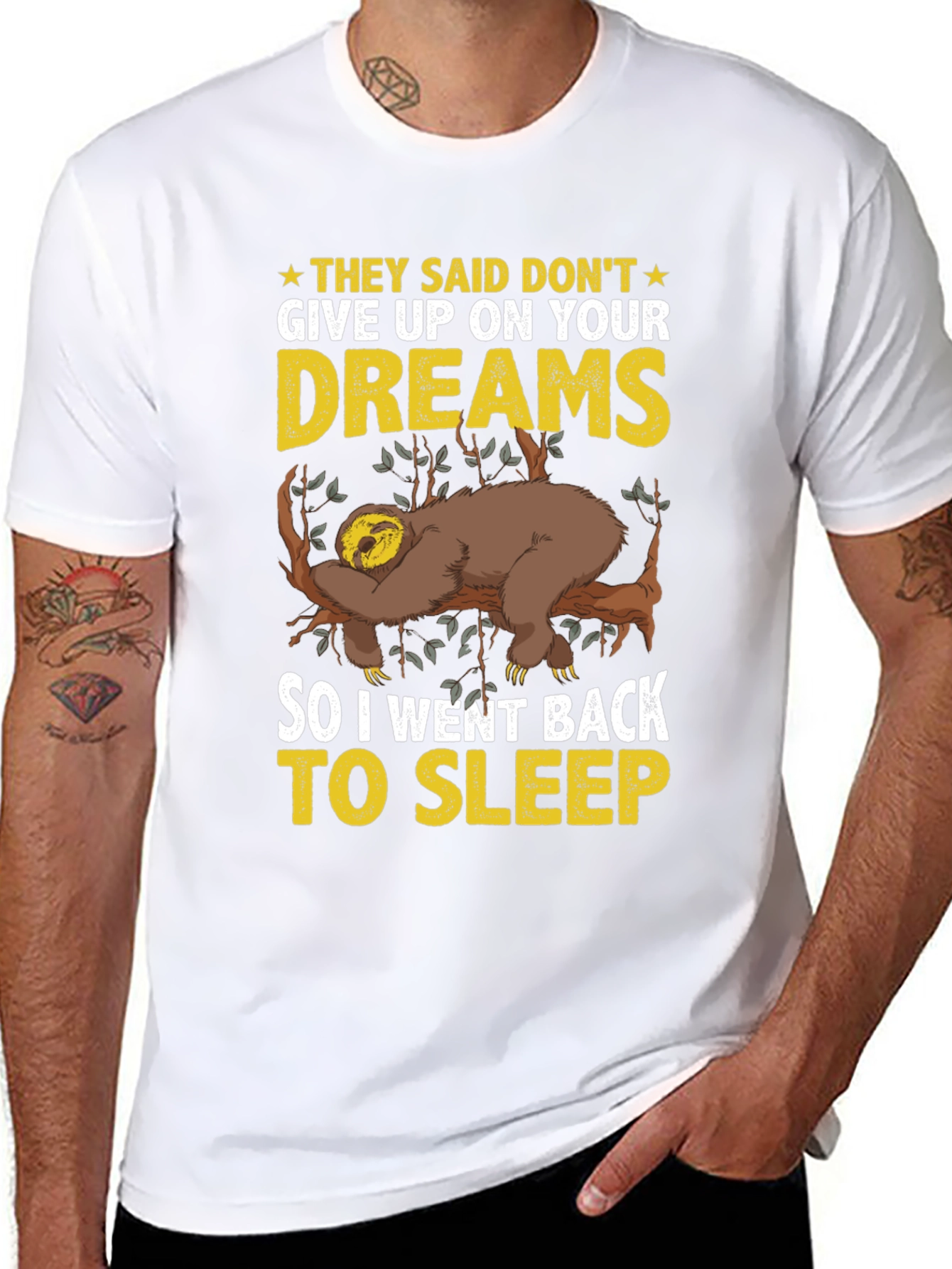 Black Lazy Sloth Dreams T-Shirt - Funny Sleep Tee view 8