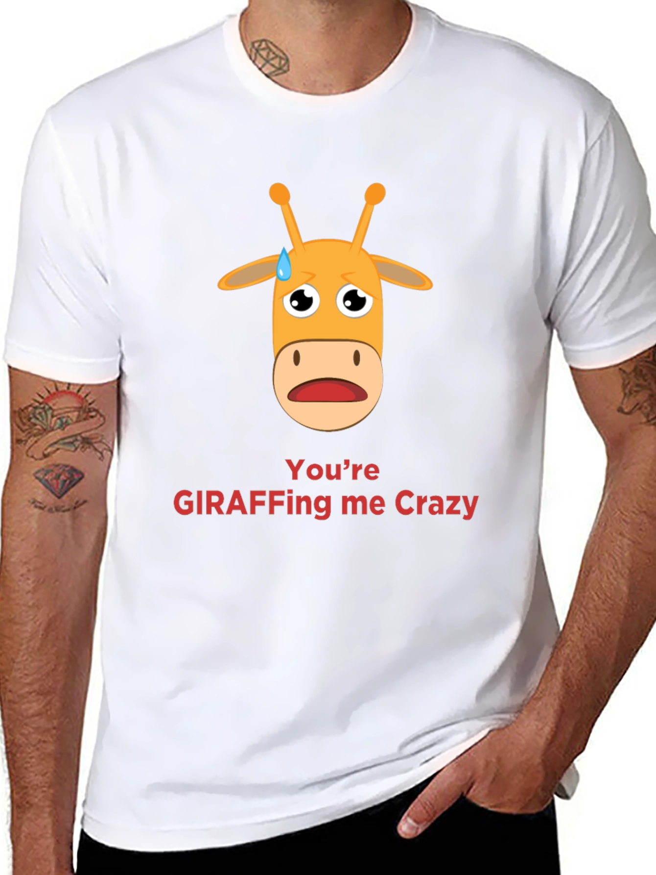 Black Giraffe Crazy Graphic Tee - Funny Animal Pun T-Shirt view 8