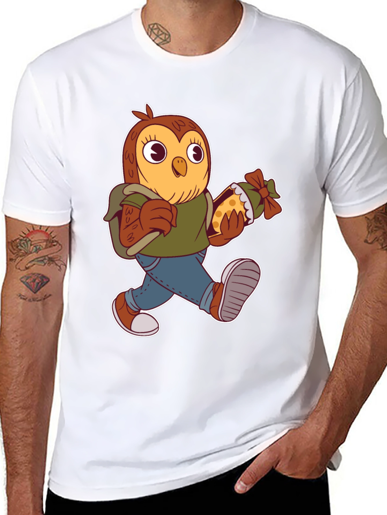 Black Cartoon Owl T-Shirt view 8