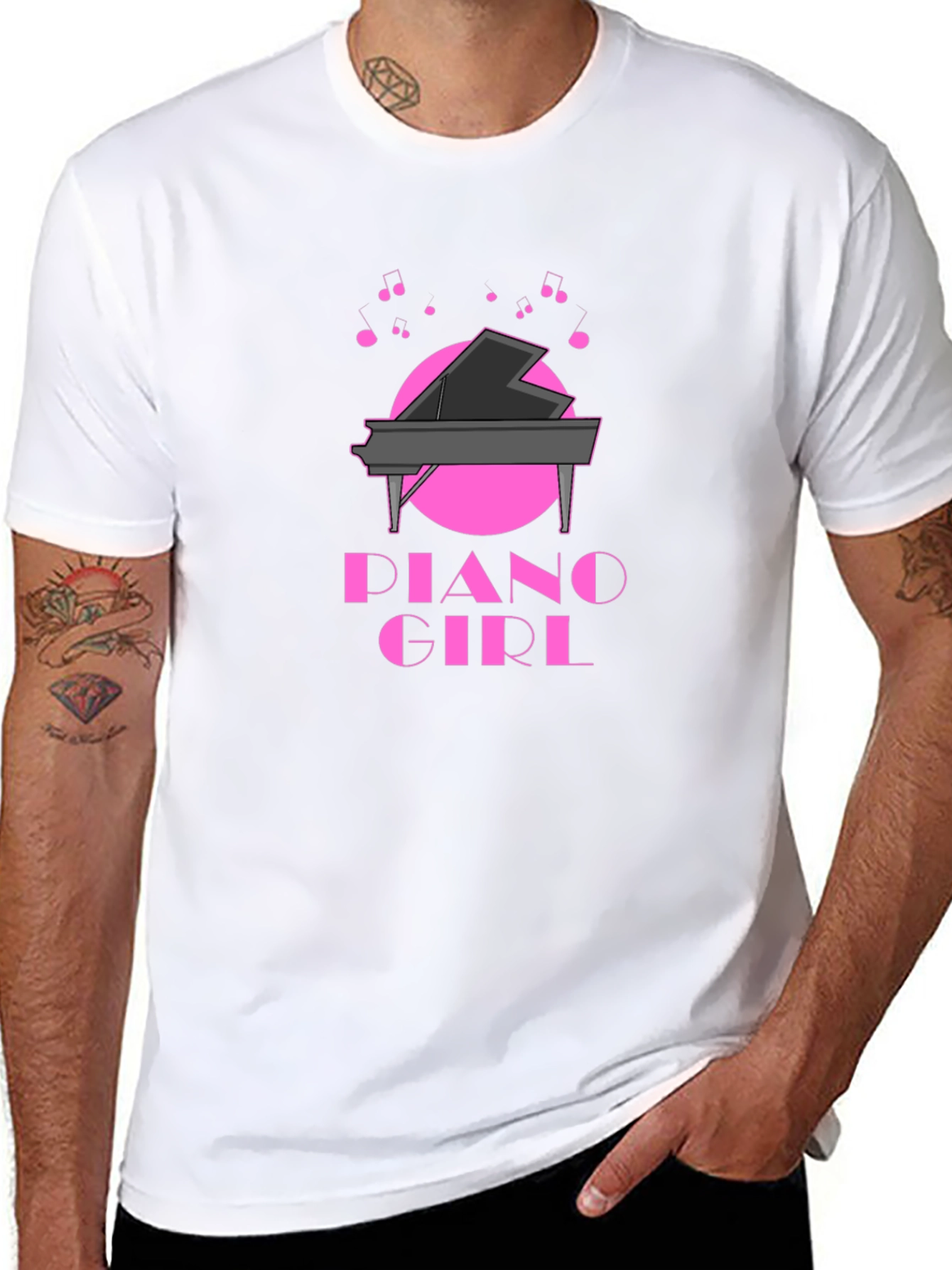 Black Piano Girl Black T-Shirt - Music Lover Tee view 8