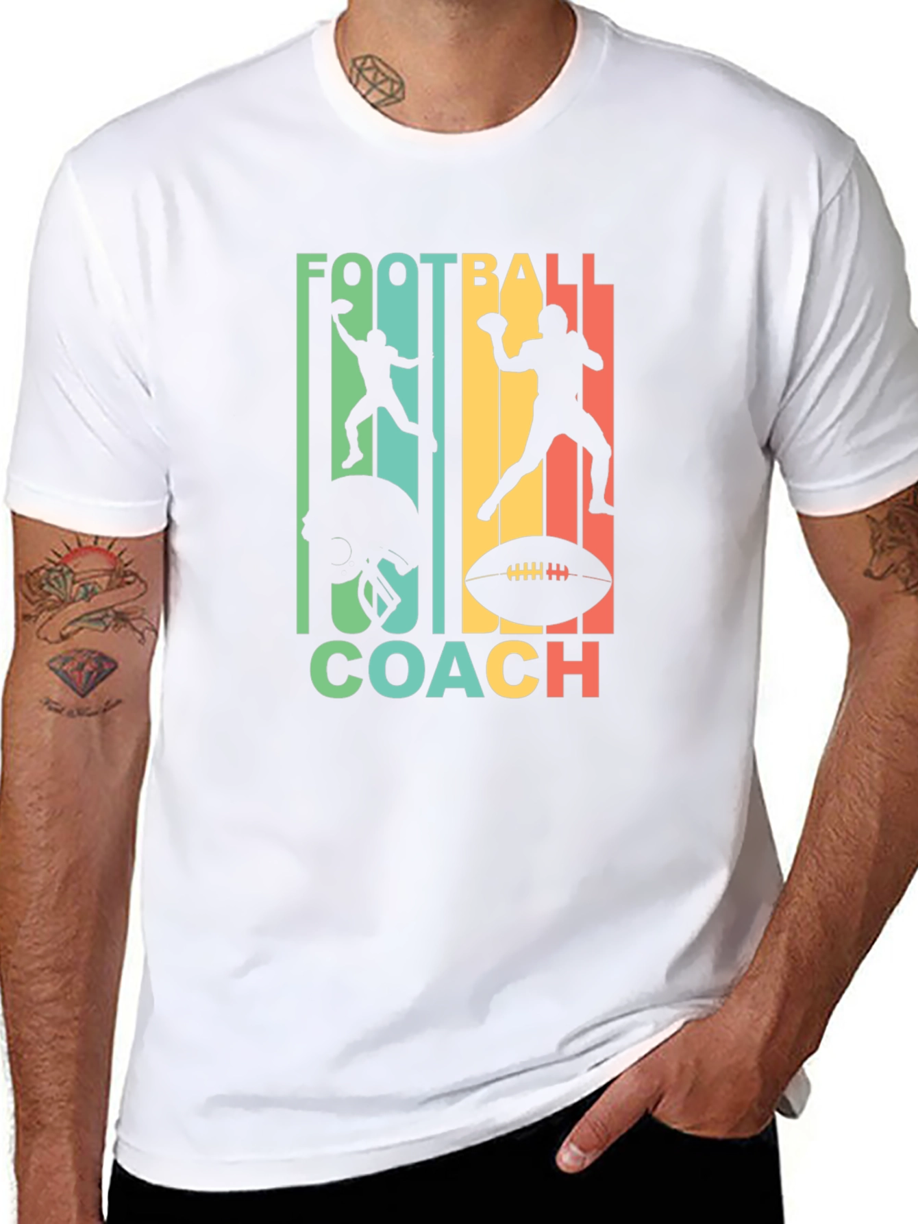 Black Football Coach Graphic Tee - Retro Design view 8