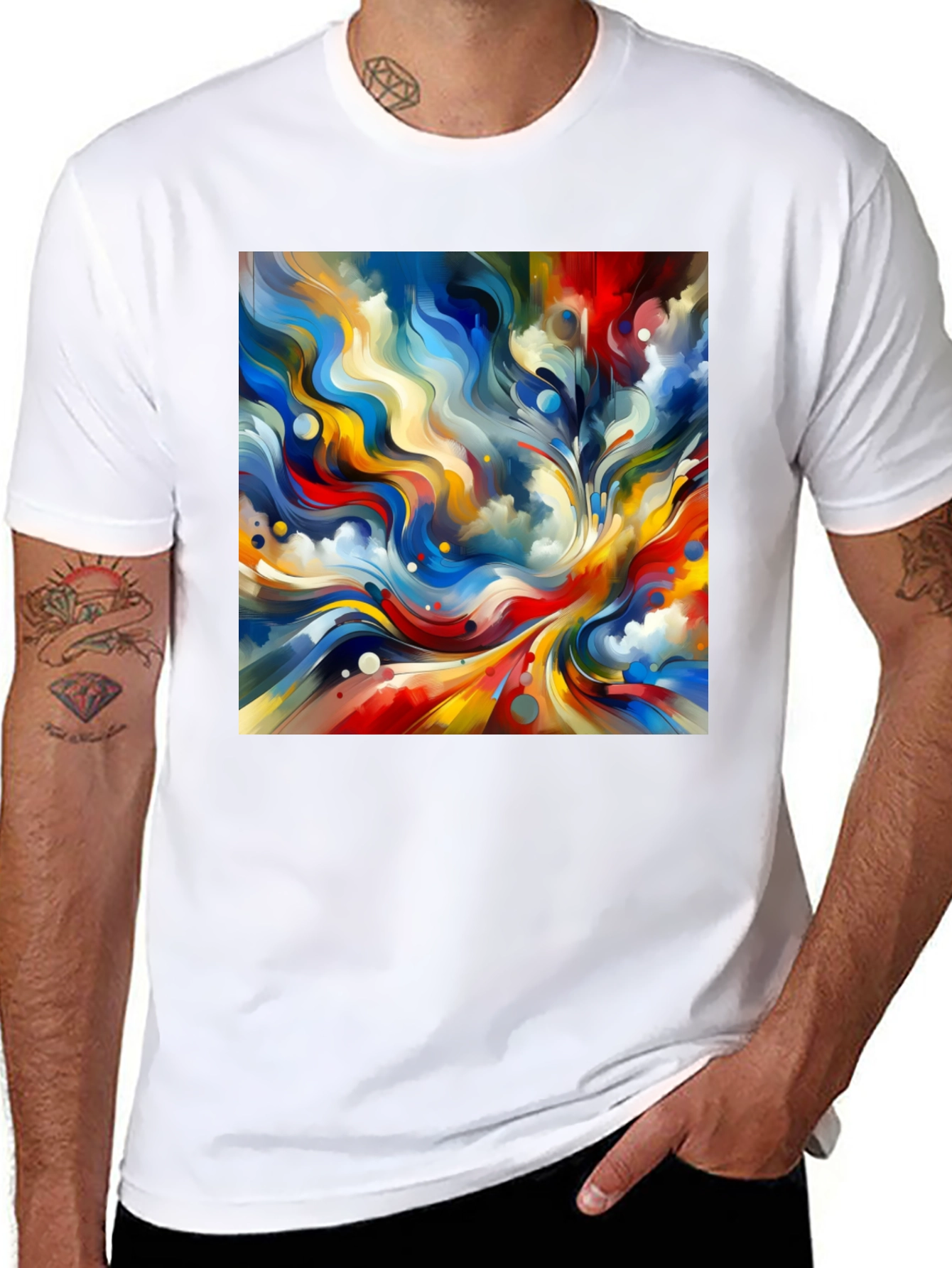 Black Abstract Art Printed Black T-Shirt view 8