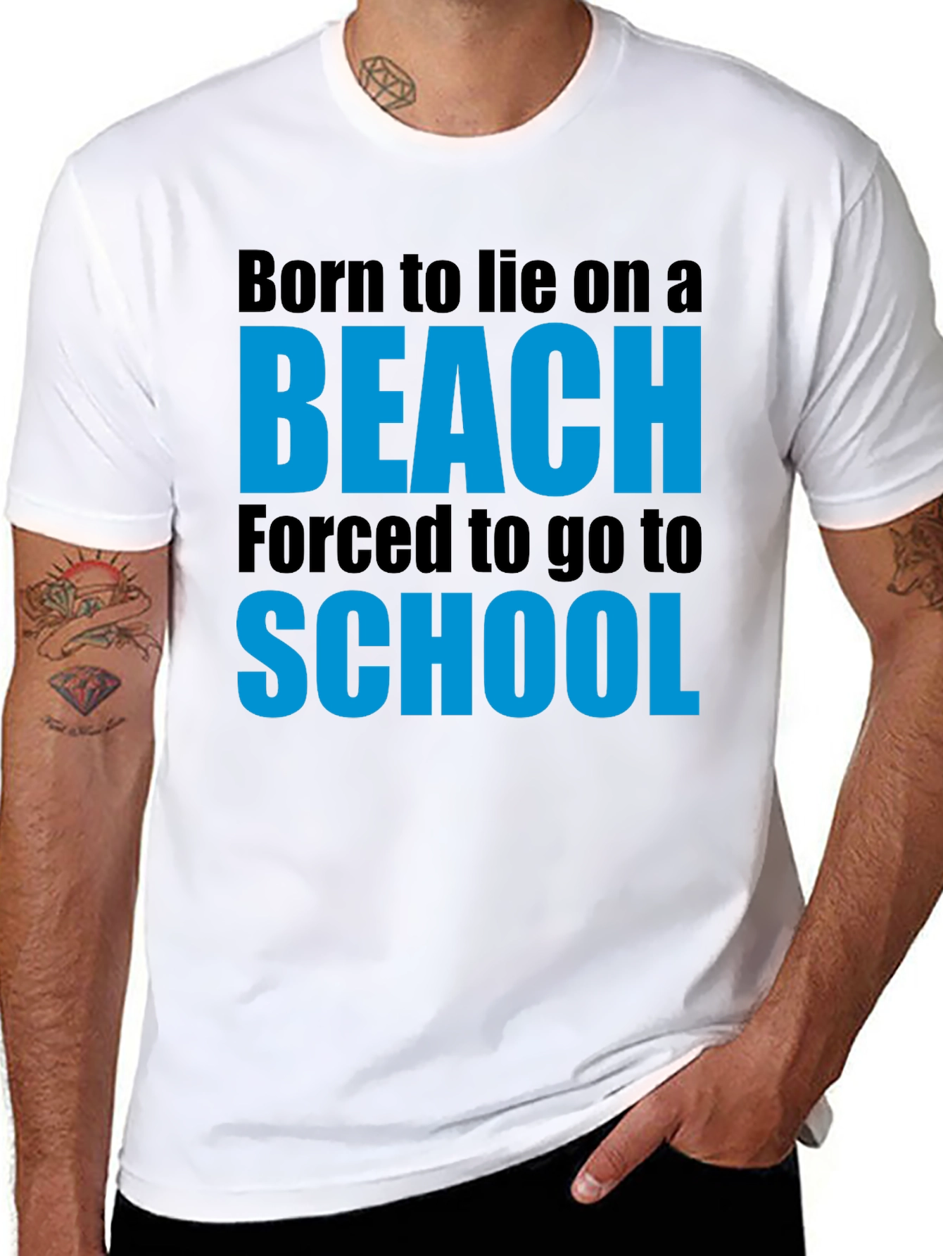 Black Born to Beach Funny Graphic T-Shirt view 8