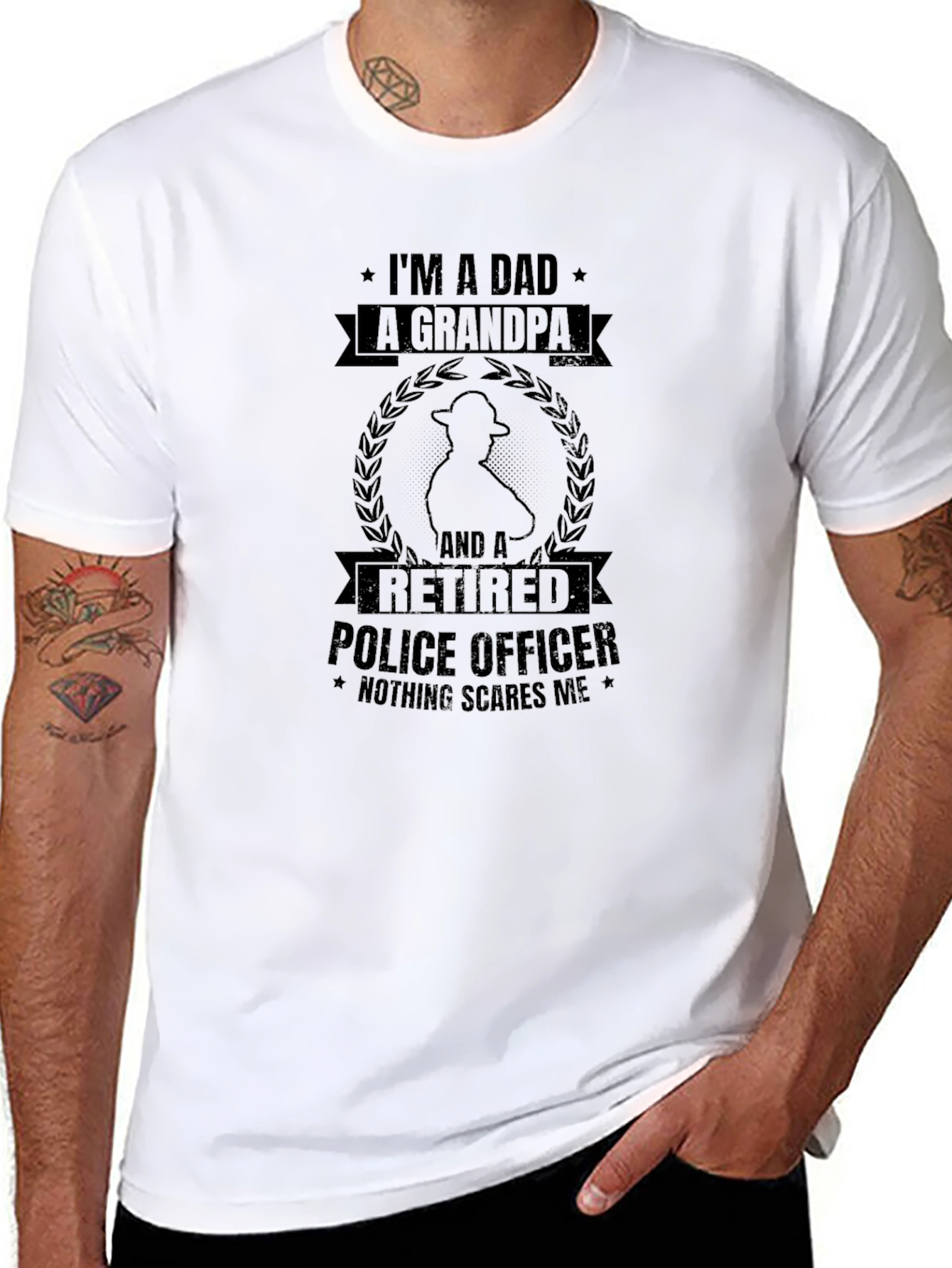 Dad Grandpa Retired Police Officer T-Shirt - 8