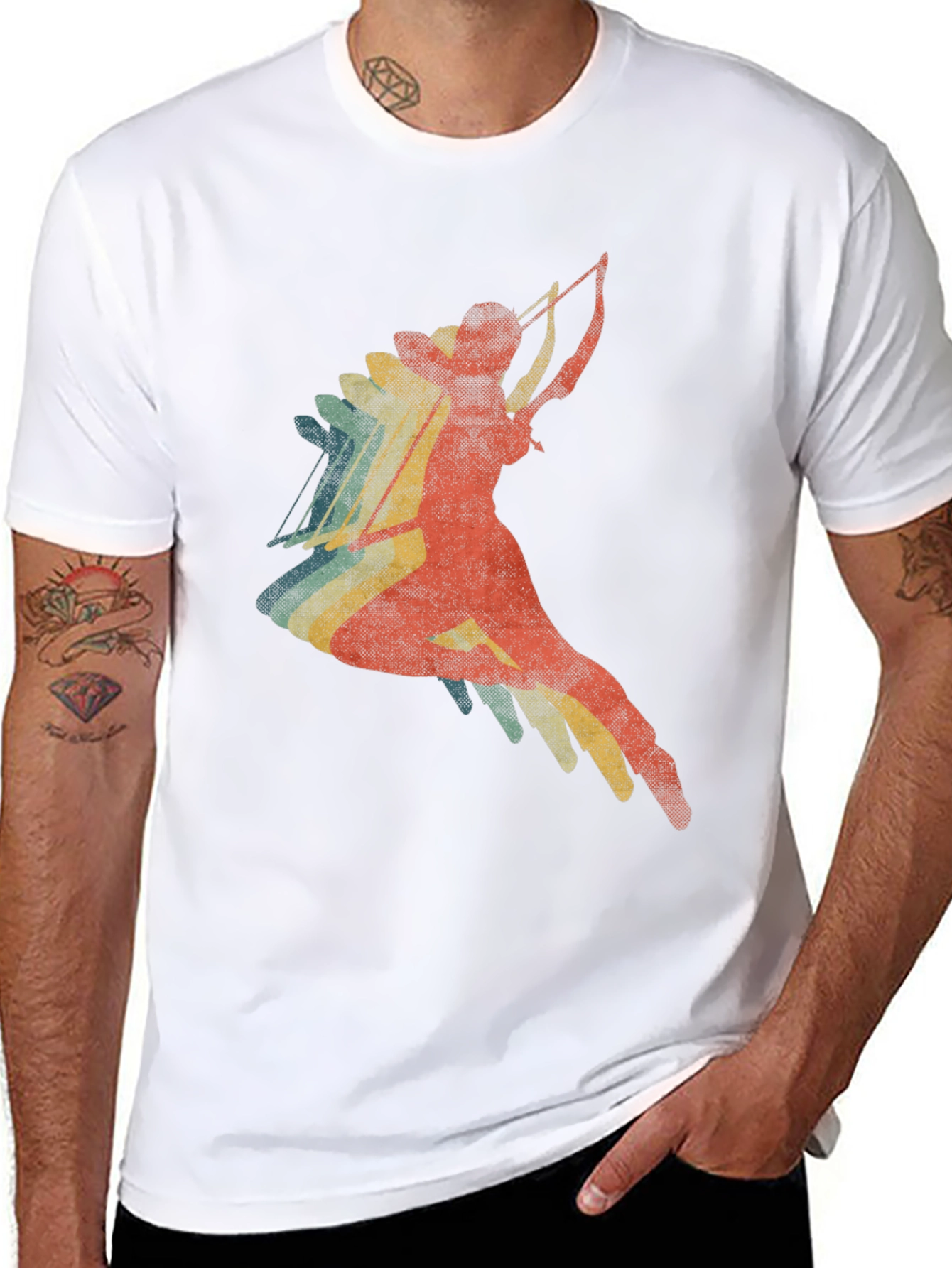 Black Retro Archer T-Shirt - Vintage Style Archery Tee view 8