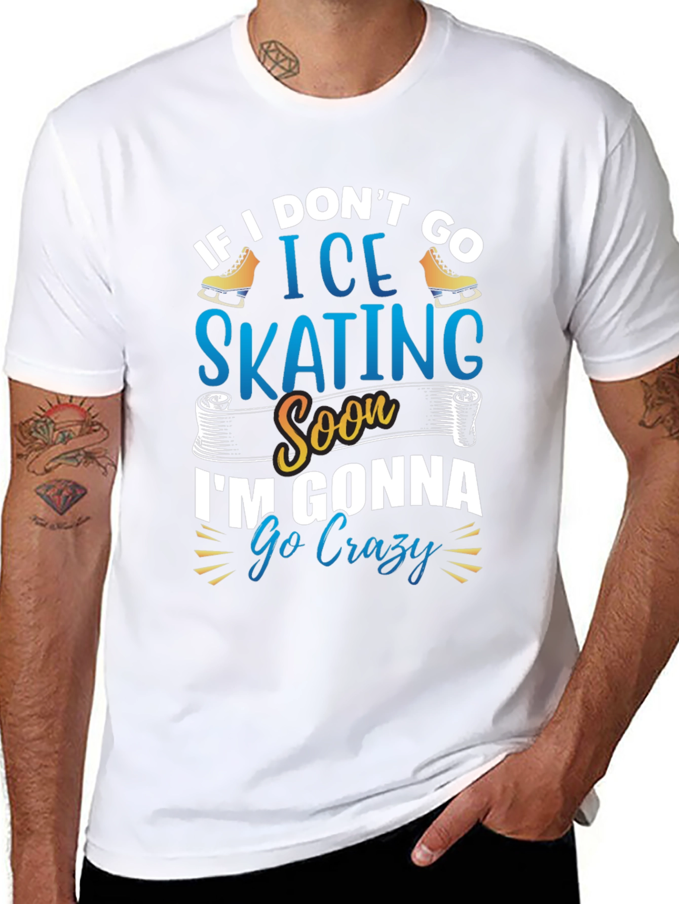 Black Ice Skating T-Shirt - If I Don't Go Ice Skating Soon I'm Gonna Go Crazy view 8