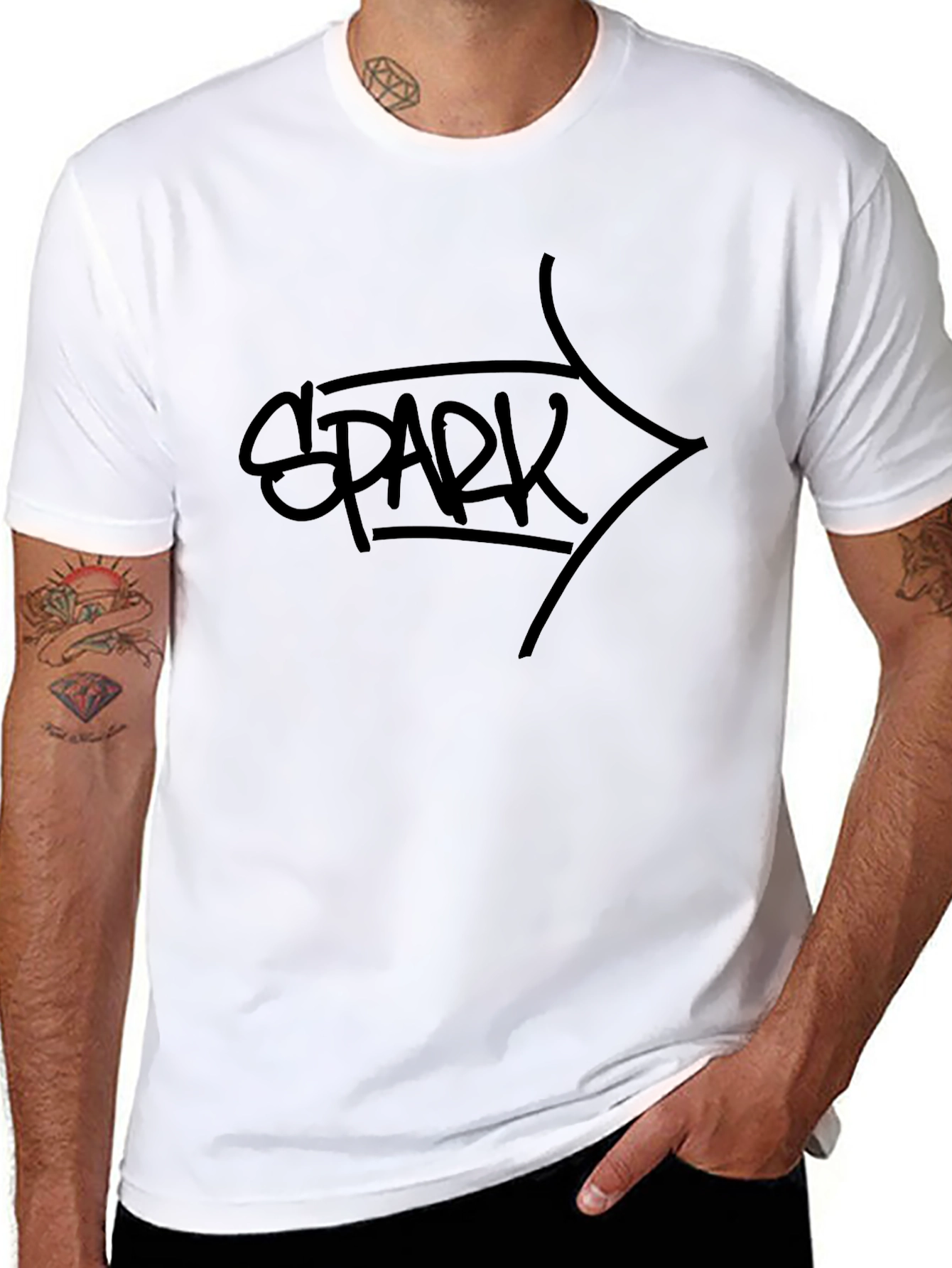 Black Black SPARK Graphic Tee - Stylish Men's Casual T-Shirt view 8