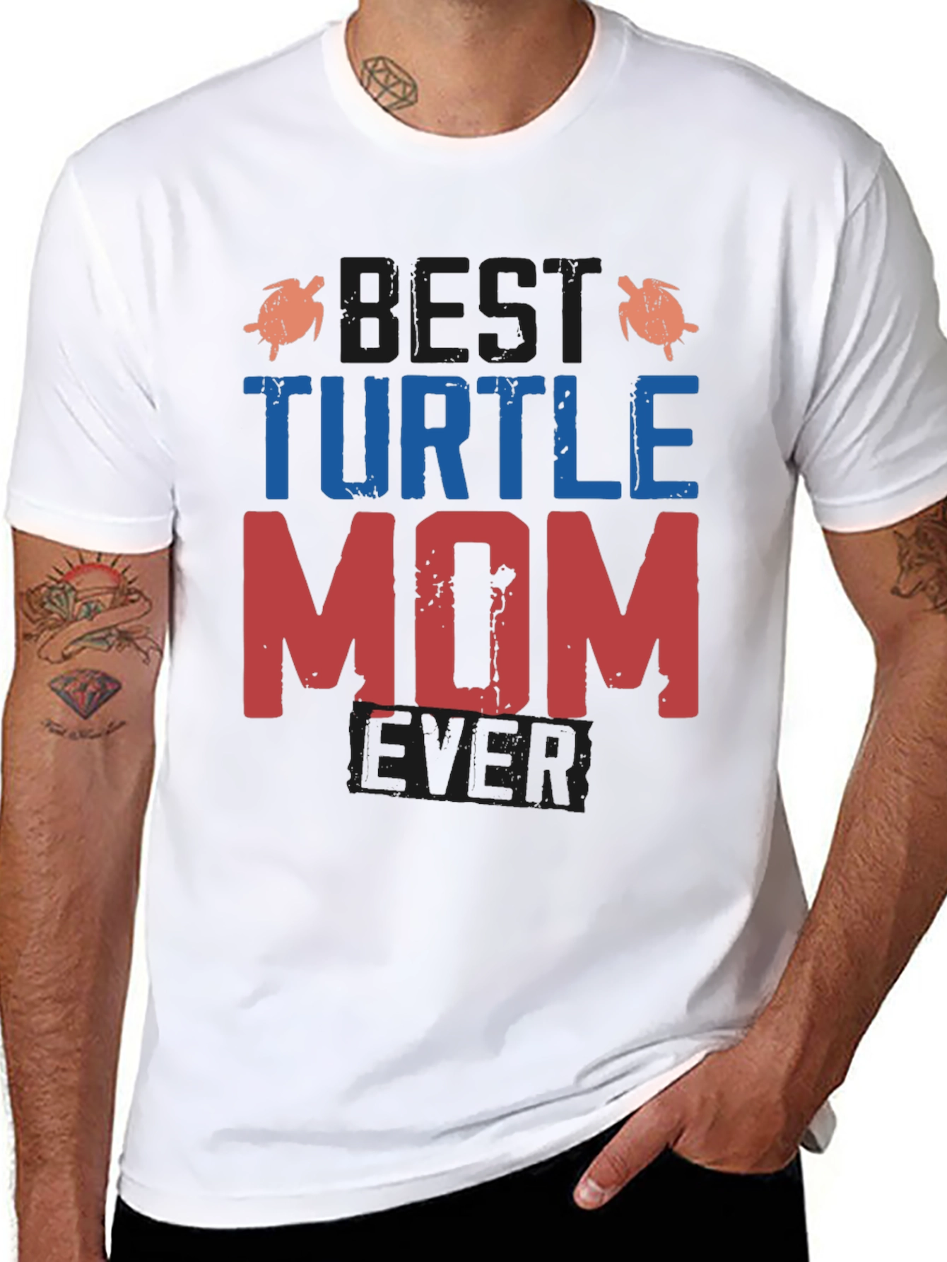 Black Best Turtle Mom Ever T-Shirt view 8