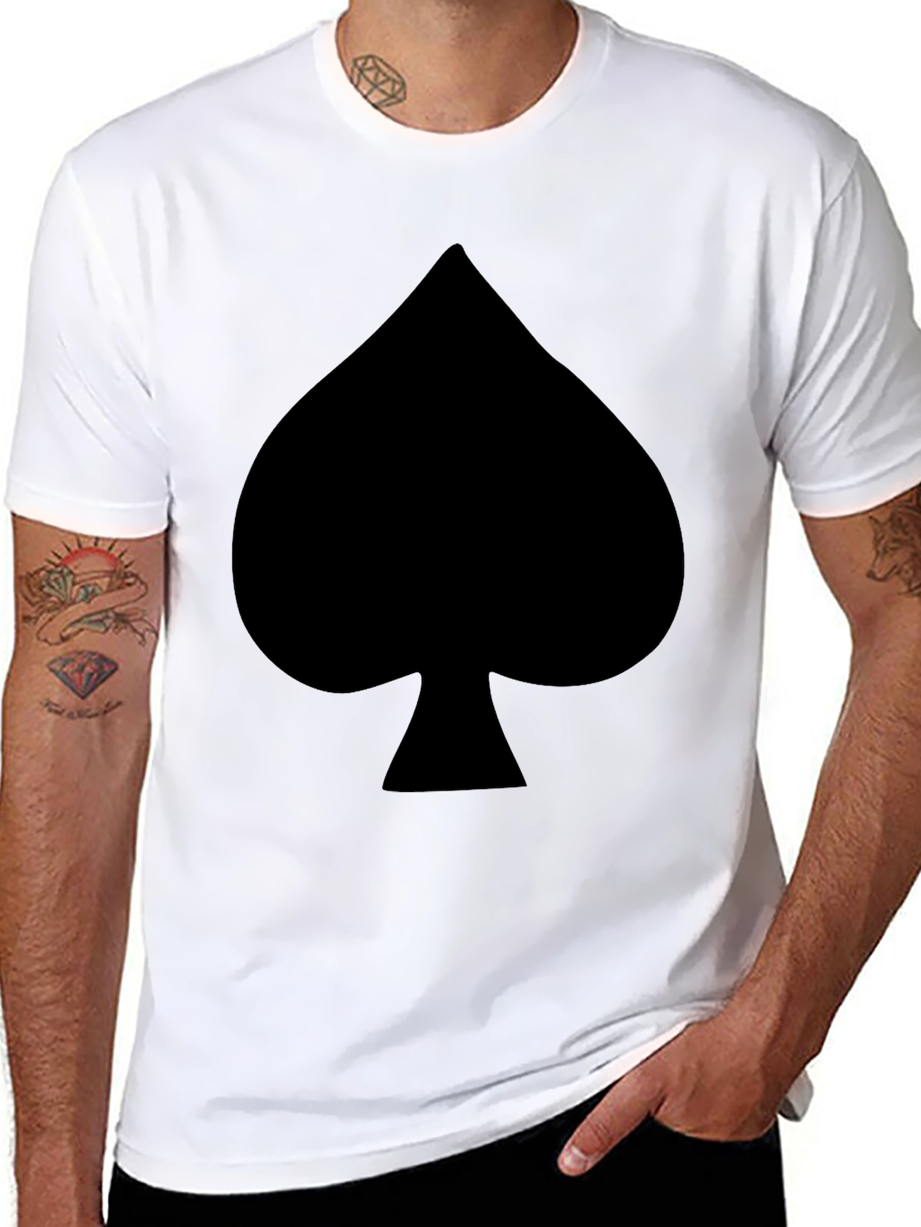 Black Black Spade Print Crew Neck T-Shirt view 8