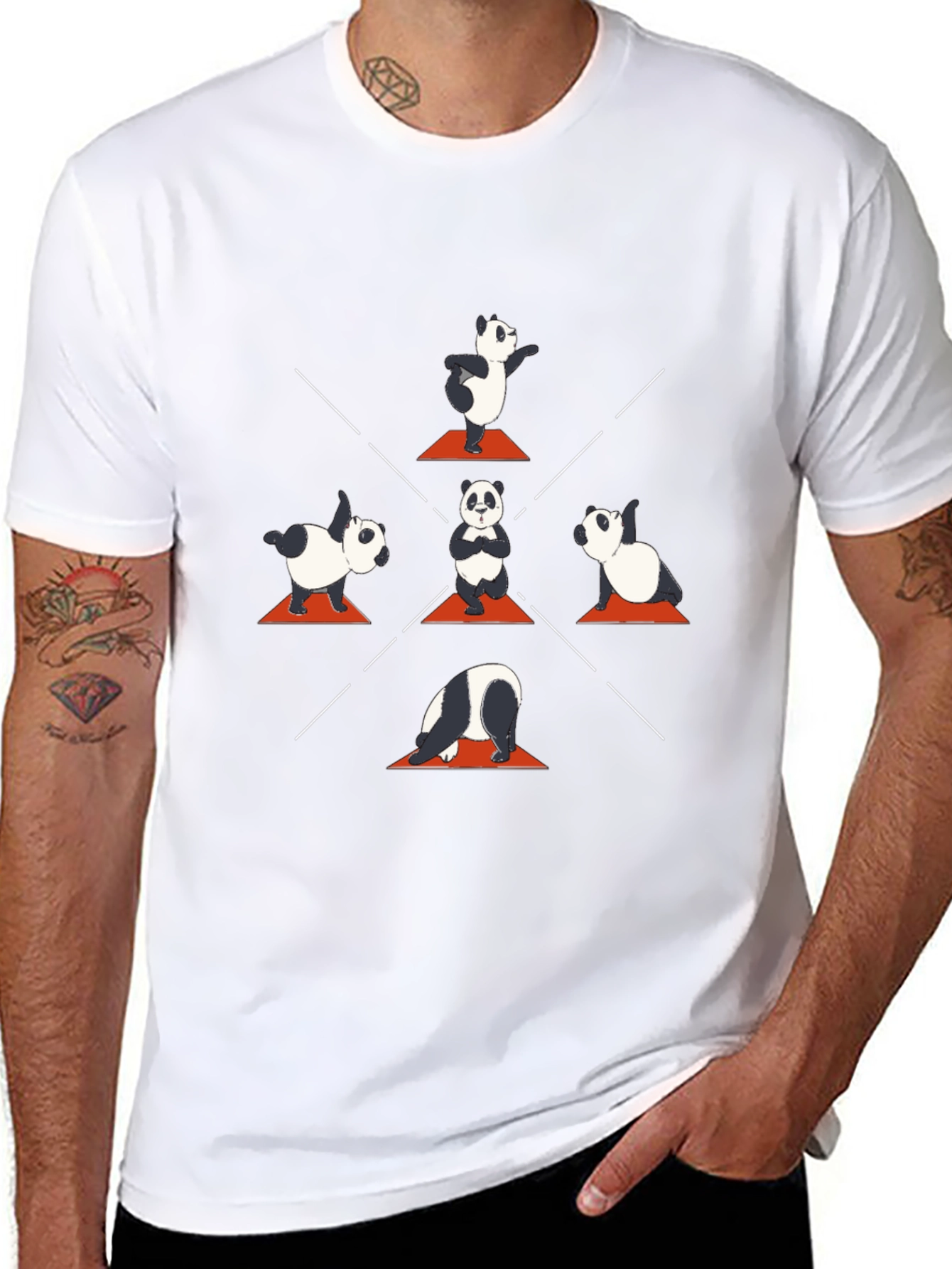 Black Yoga Panda T-Shirt - Meditating Animal Tee view 8