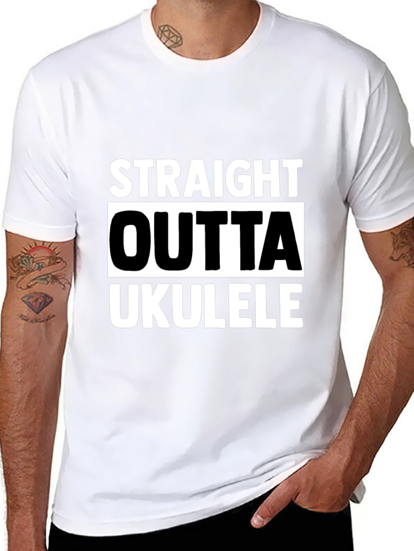 Black Straight Outta Ukulele Graphic Tee - Black view 8