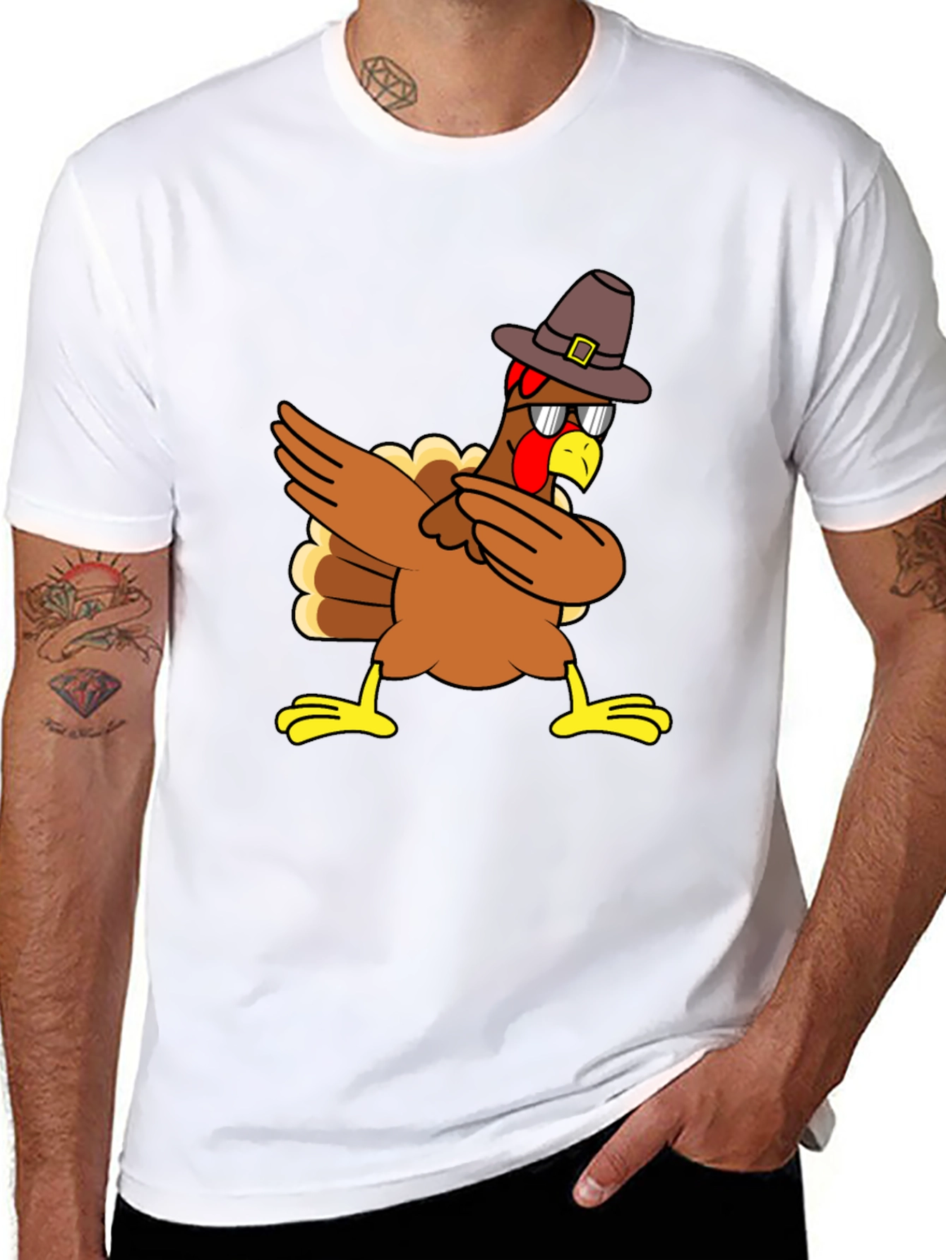 Black Dabbing Turkey Pilgrim T-Shirt view 8