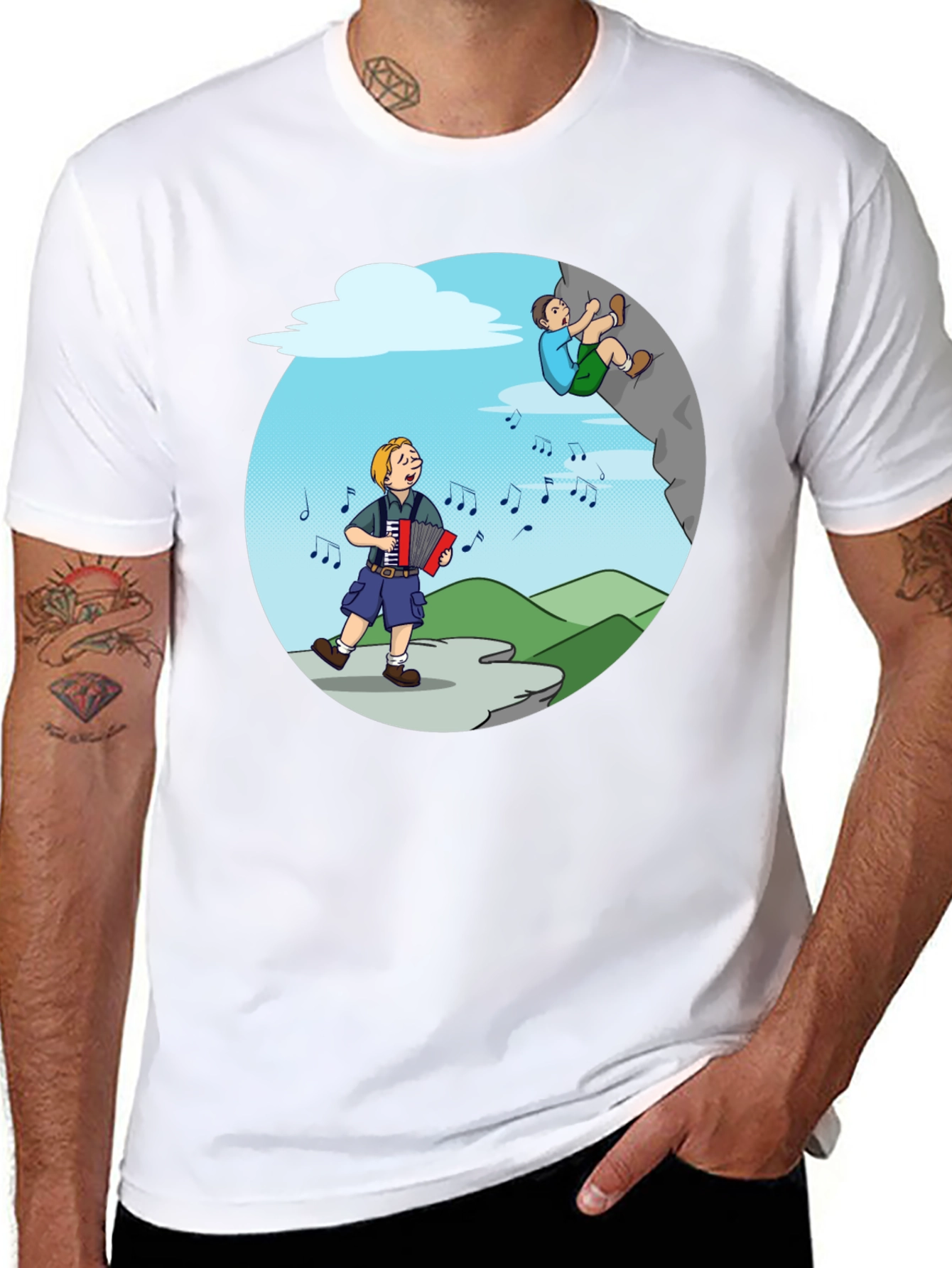 Black Accordion & Climbing T-Shirt - Musical Adventure Tee view 8