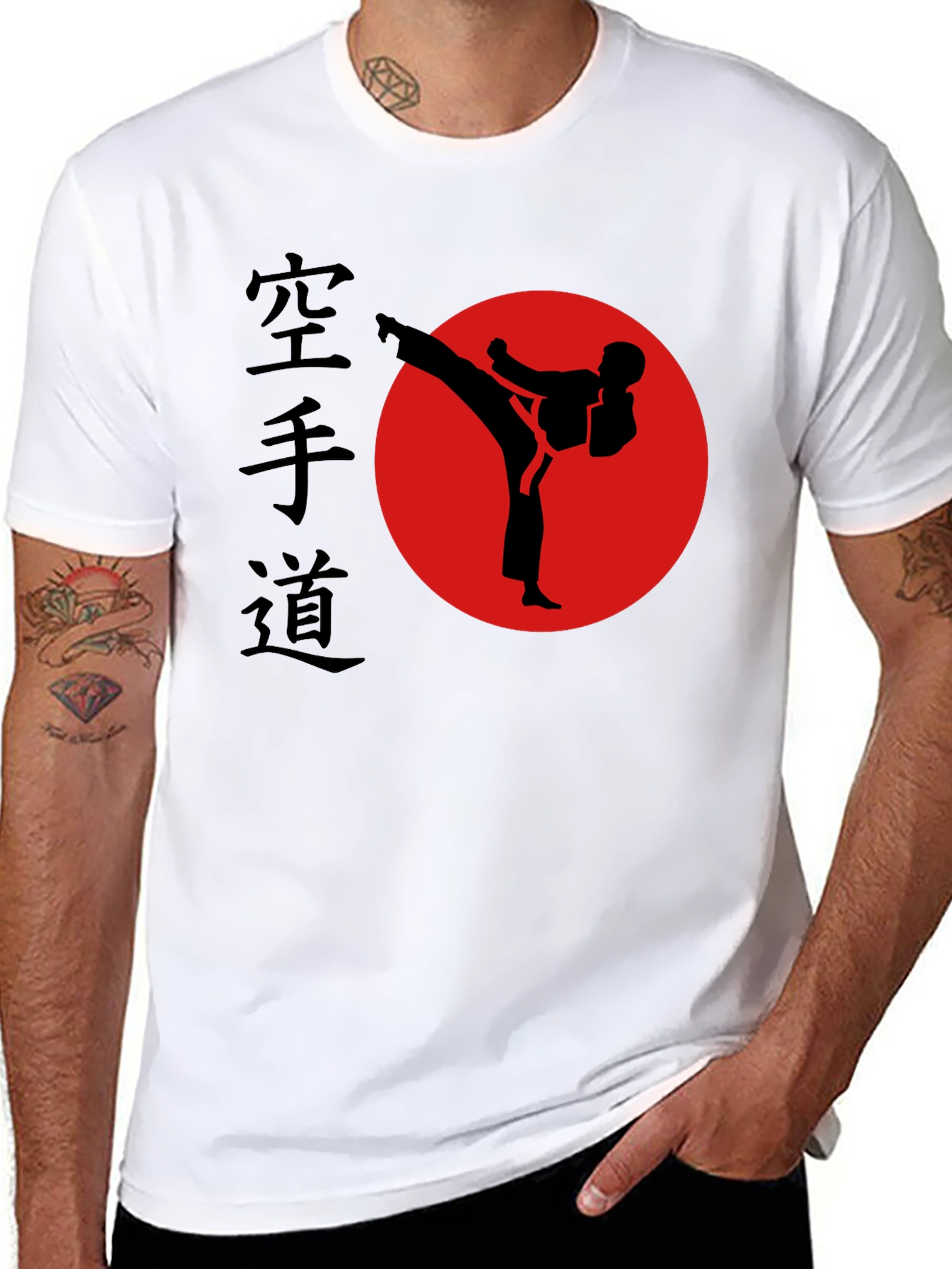 Black Karate Kick Black T-Shirt - Martial Arts Design view 8