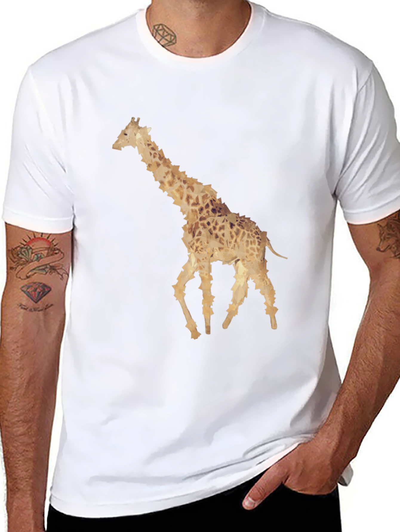 Black Giraffe Graphic Print Black T-Shirt view 8