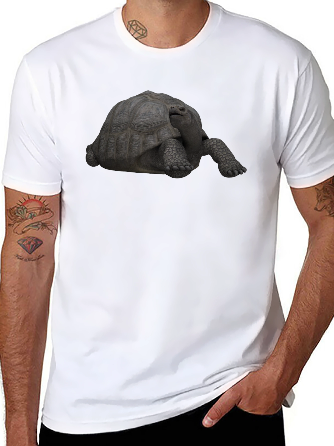 Black Tortoise Graphic Tee - Black Casual T-Shirt view 8