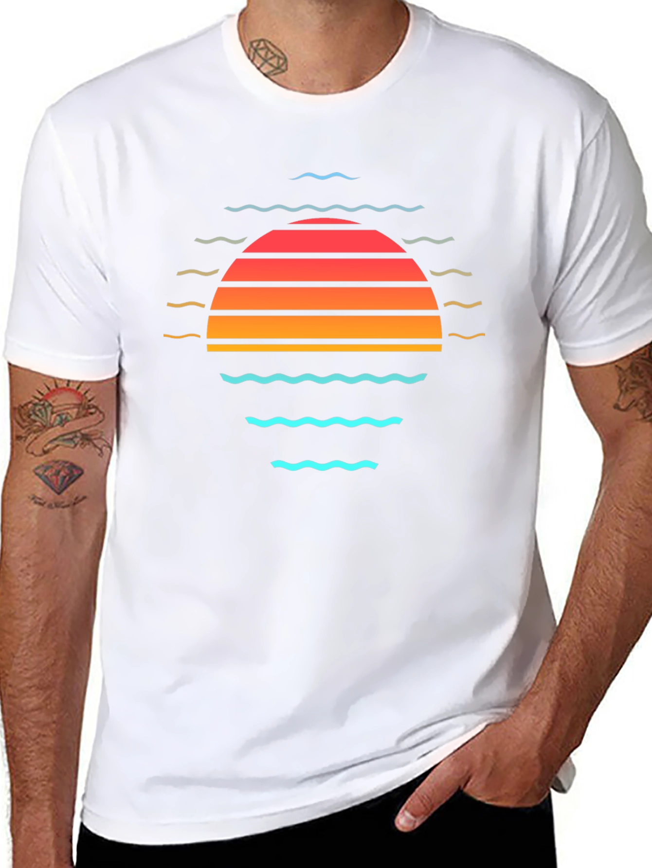 Black Retro Sunset T-Shirt - Vintage Graphic Tee view 8