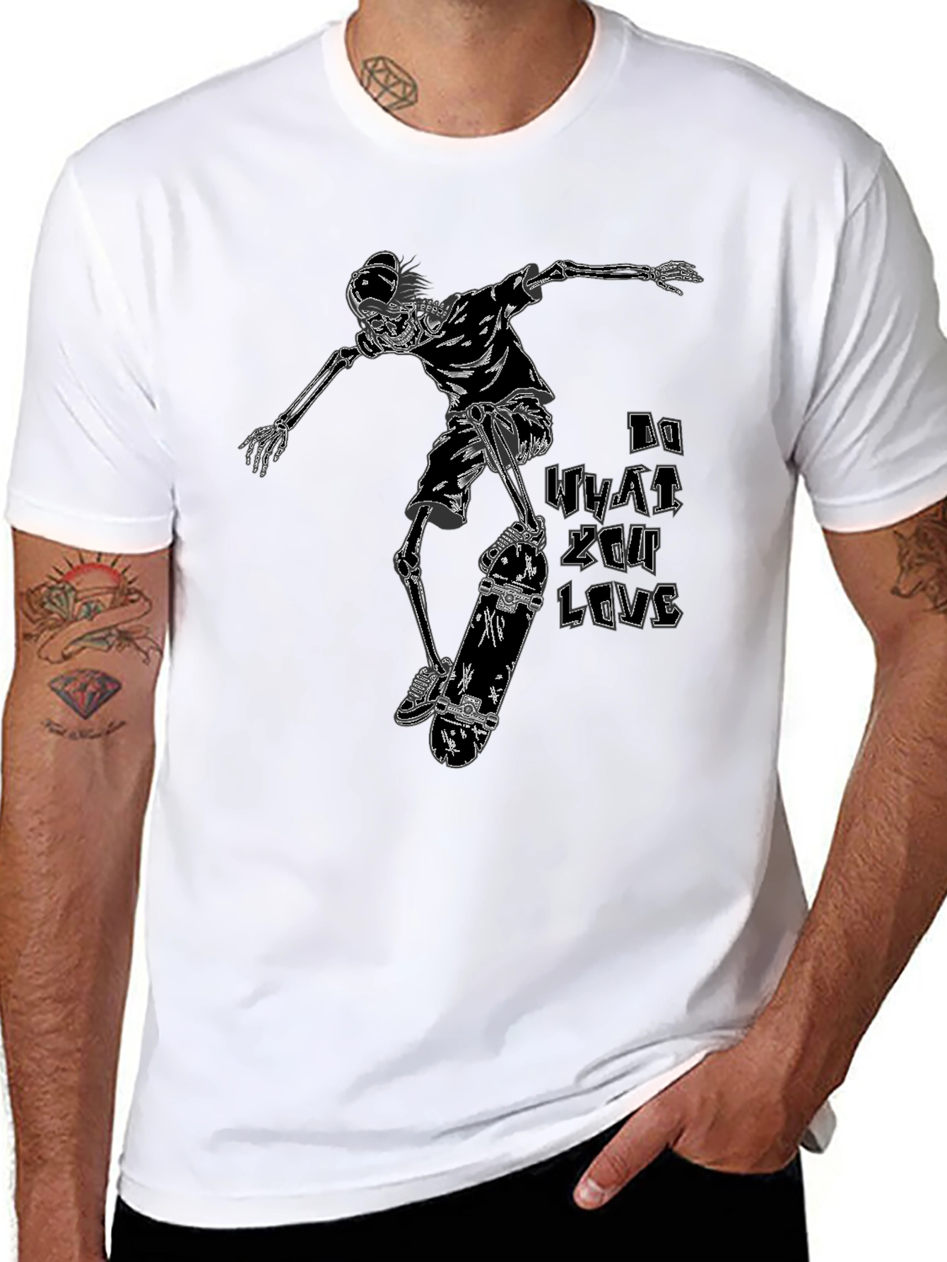Black Skeleton Skateboarder T-Shirt - Do What You Love view 8