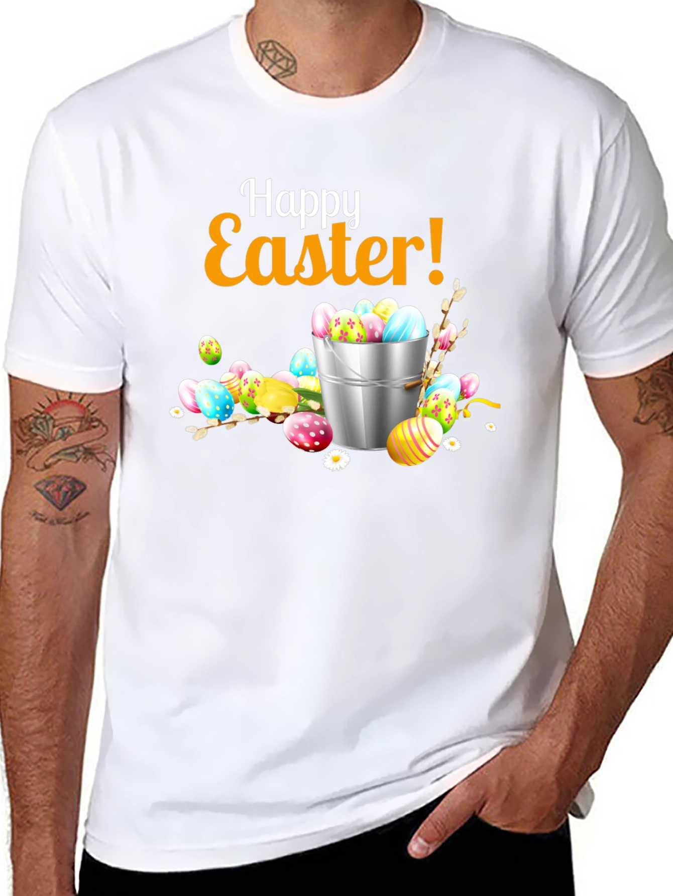 Black Happy Easter T-Shirt - Easter Egg Bucket Design view 8
