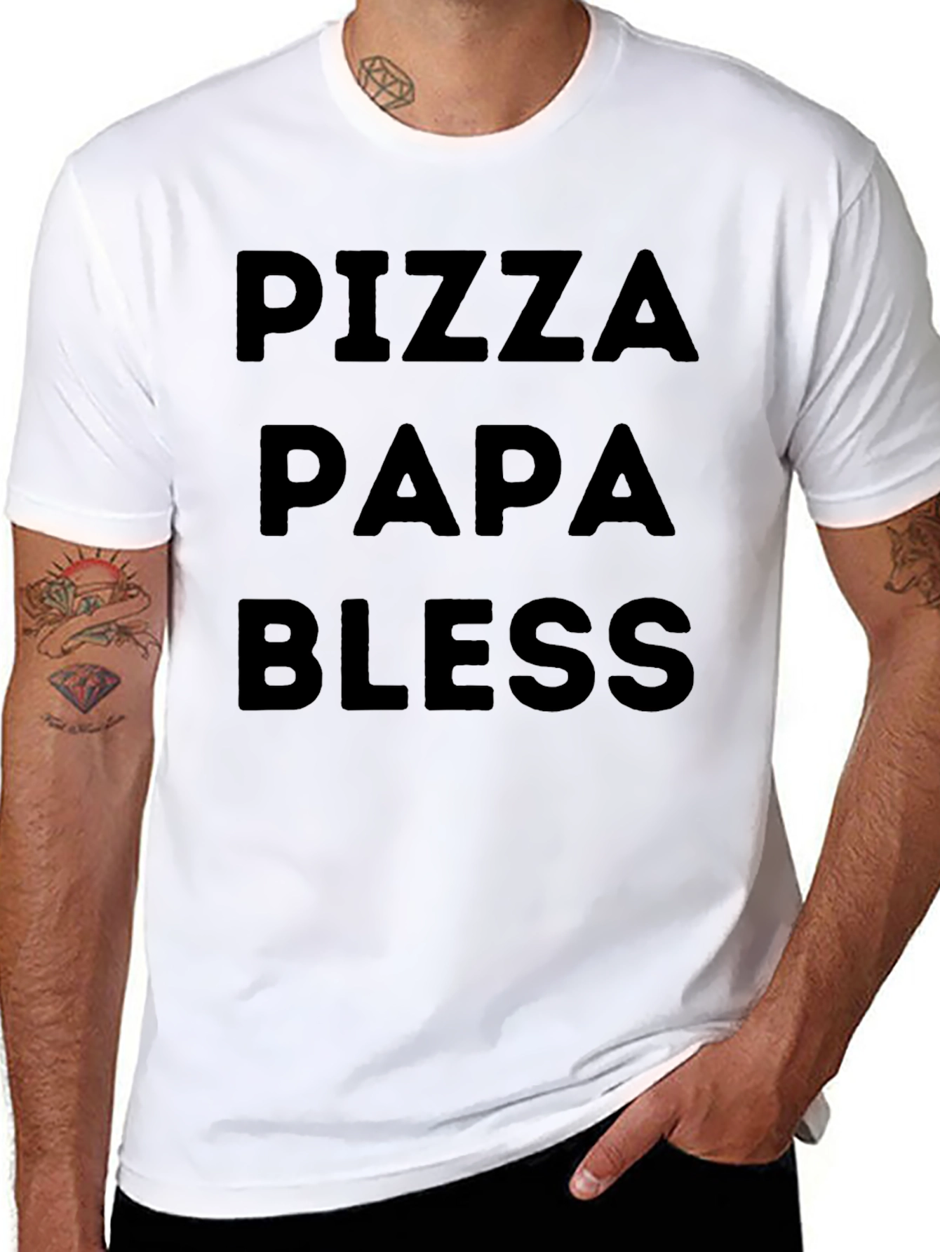 Black Pizza Papa Bless Black T-Shirt view 8
