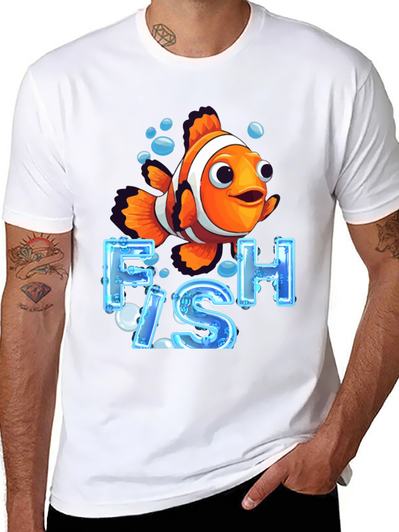 Black Clownfish Graphic T-Shirt - Ocean Life Design view 8