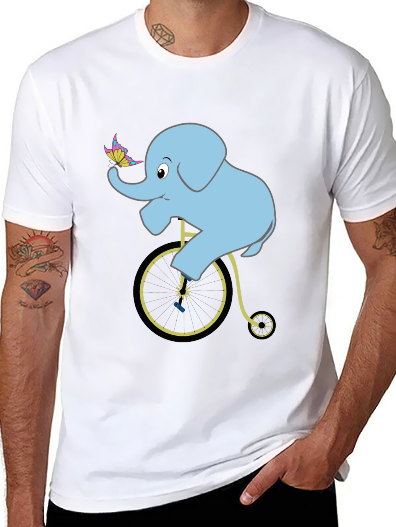 Black Elephant on Bicycle T-Shirt: Fun Graphic Tee view 8