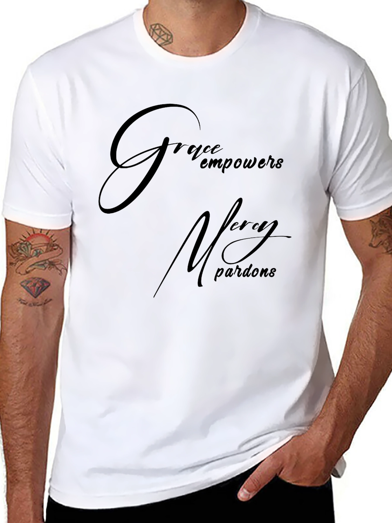 Black Grace Empowers Men's Black T-Shirt view 8