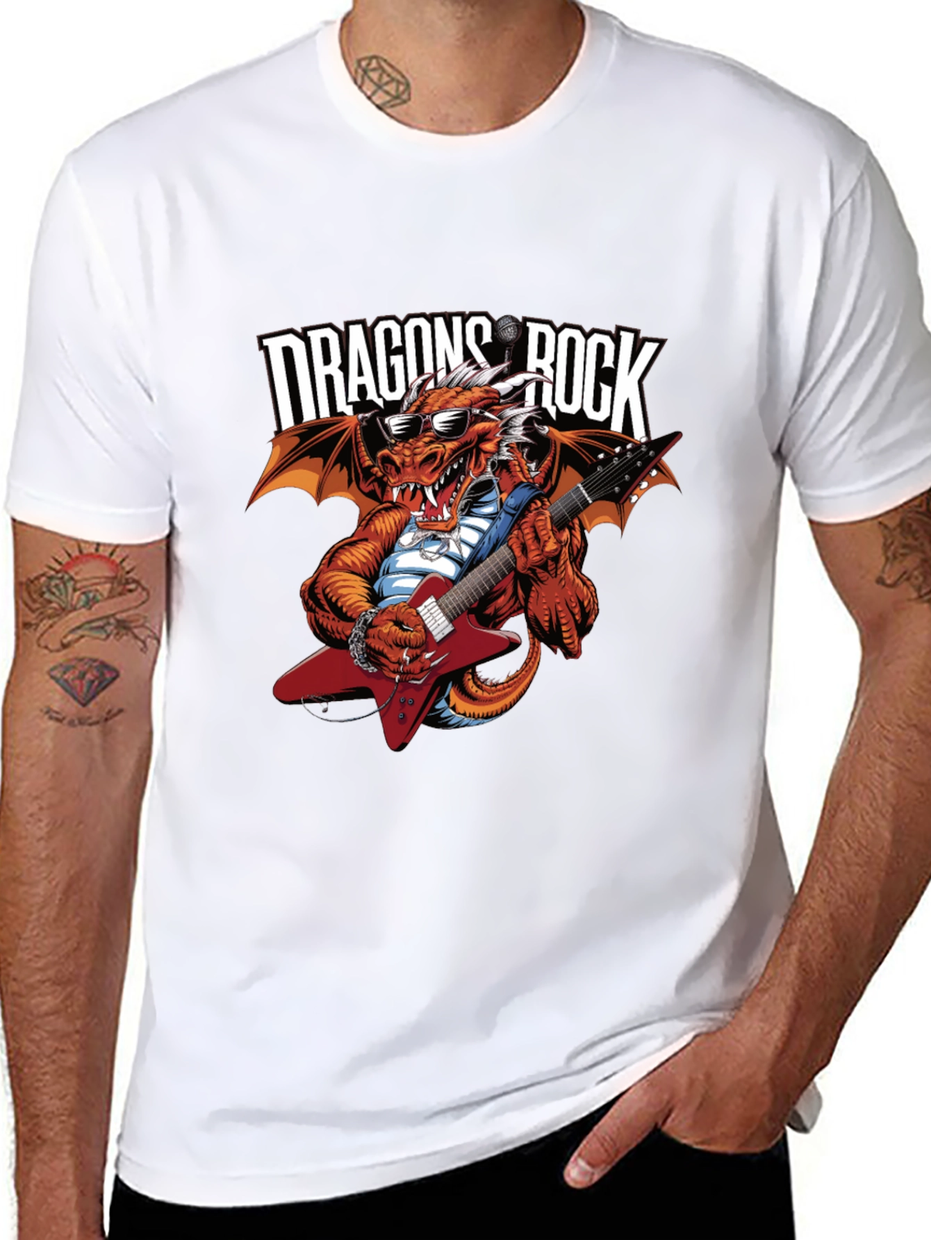 Black Dragon Rocks Graphic Tee - Heavy Metal Concert T-Shirt view 8