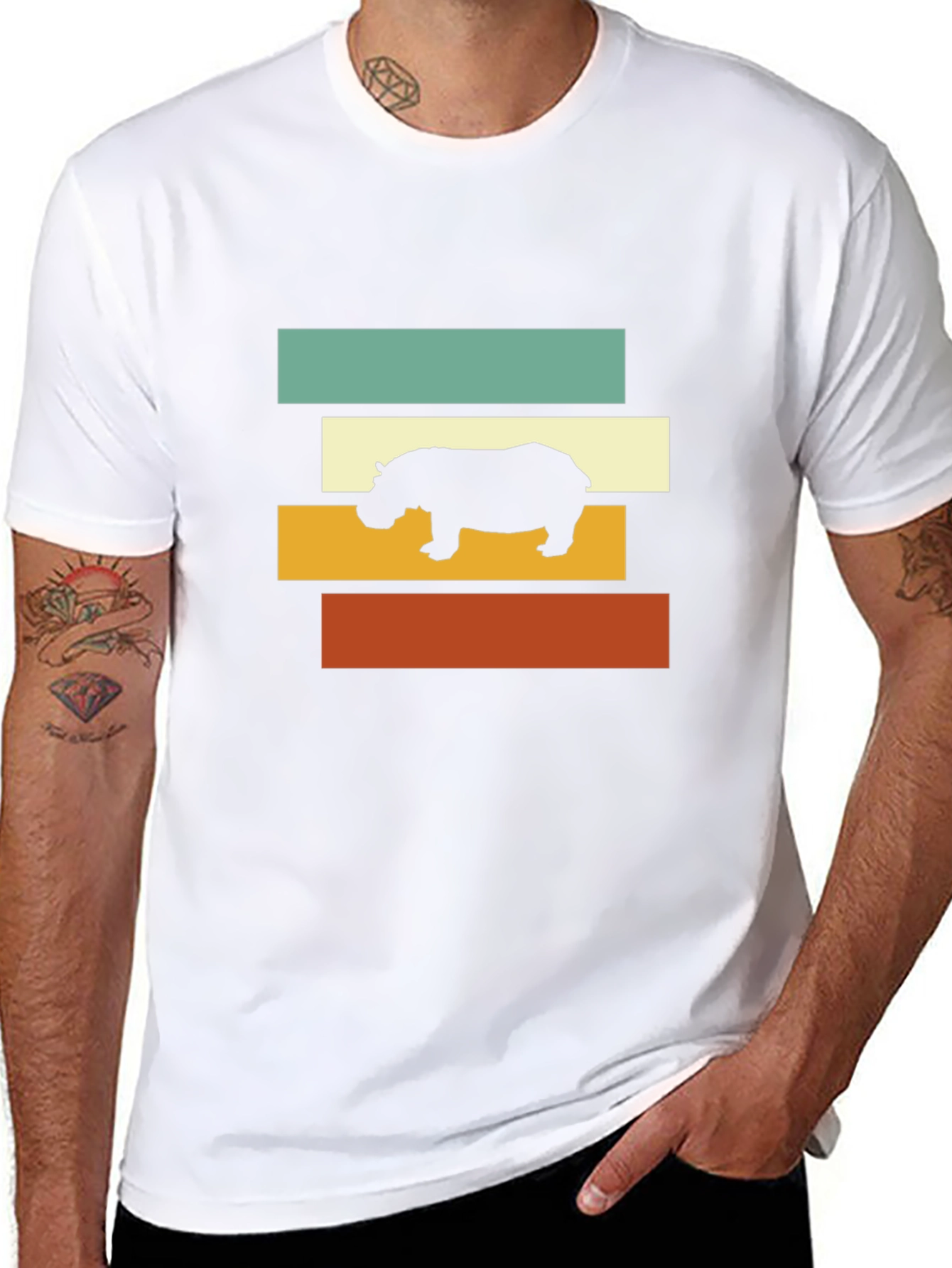Black Retro Hippo T-Shirt - Stylish Graphic Tee view 8