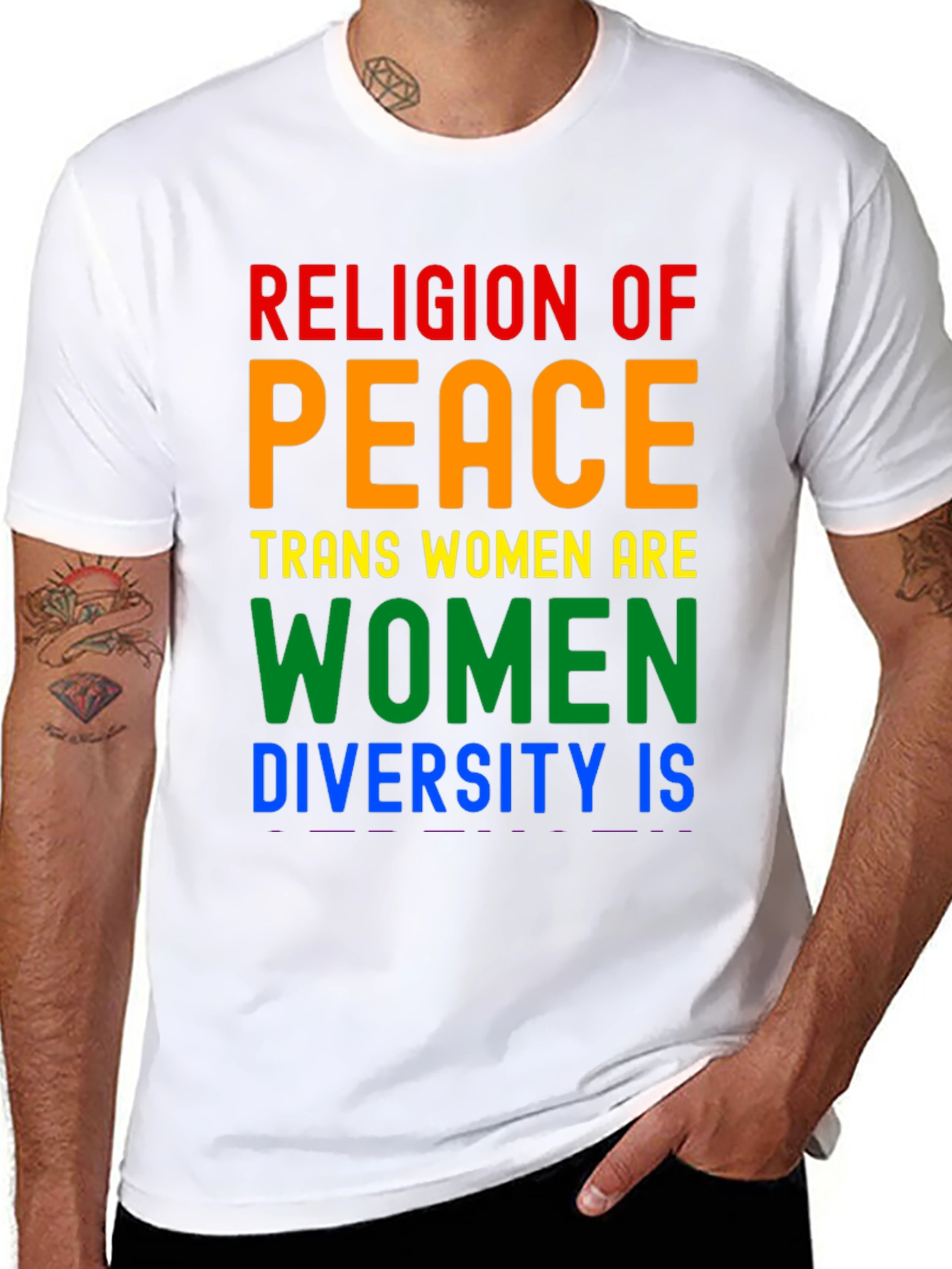 Black Religion of Peace Trans Women Are Women T-Shirt view 8