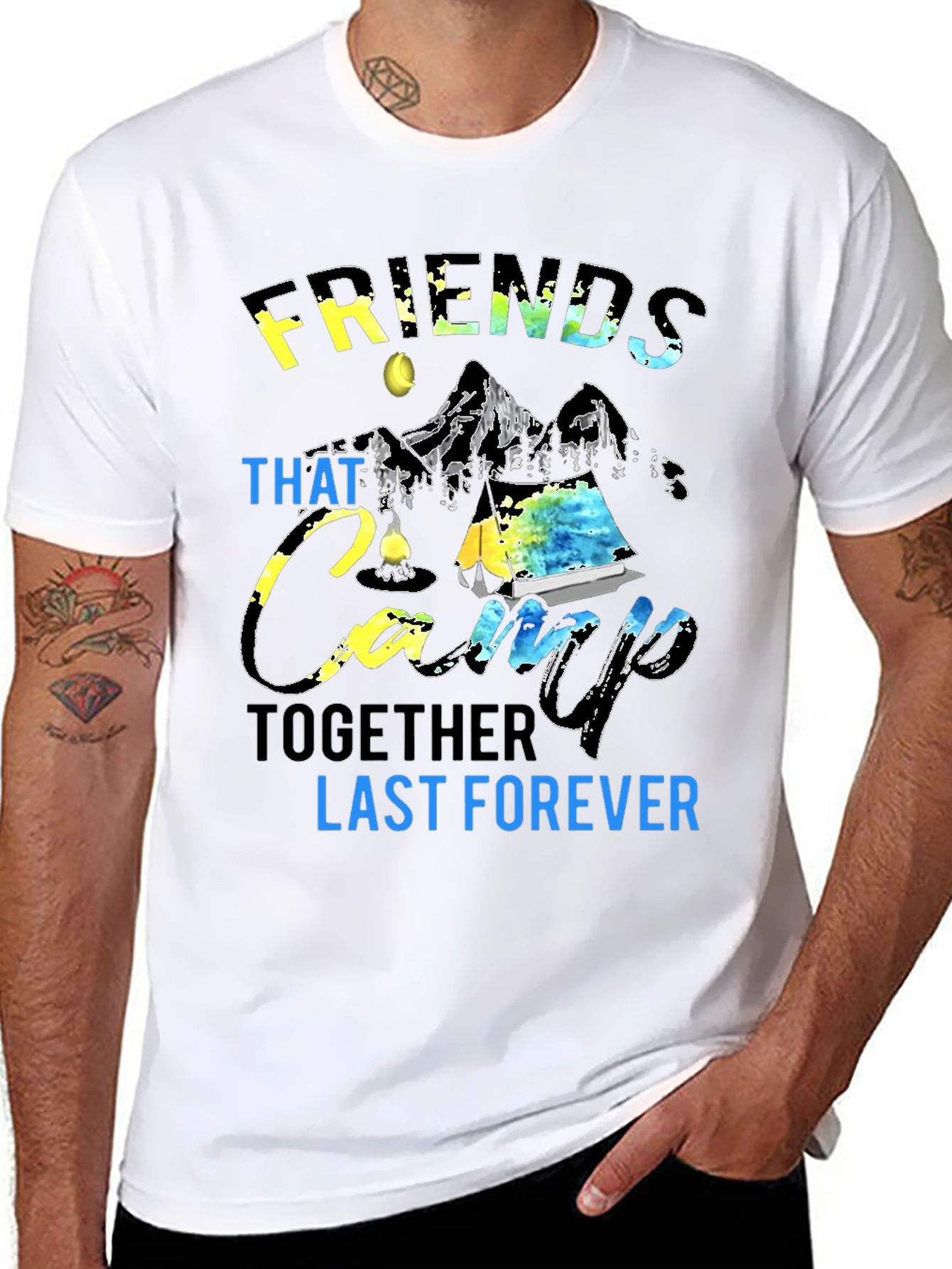 Black Friends That Camp Together Black Graphic T-Shirt view 8