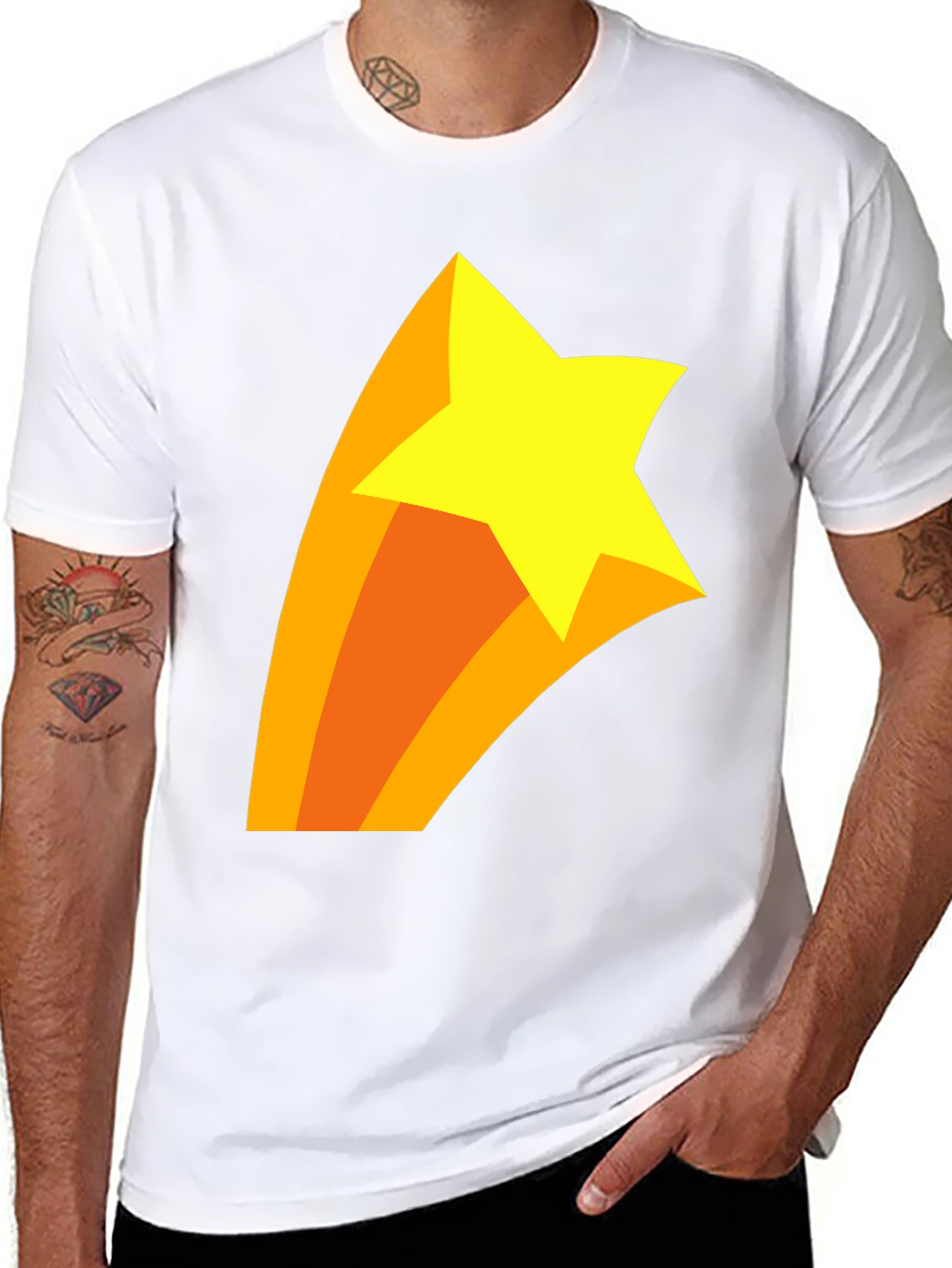 Black Shooting Star Graphic T-Shirt - Black Cotton Tee view 8