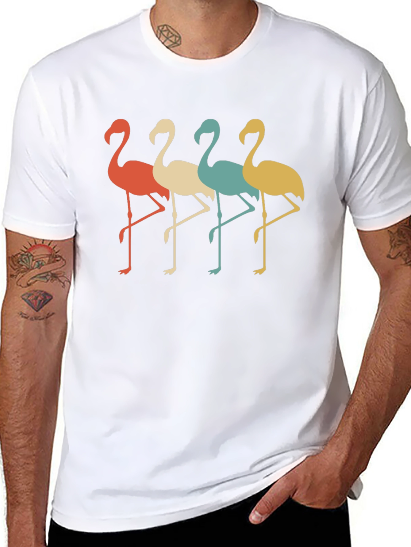 Black Retro Flamingo Graphic Tee - Cool & Comfortable view 8