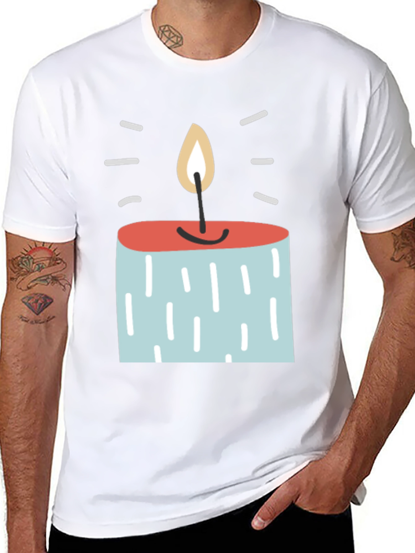 Black Novelty Candle Graphic Tee - Unique Design, Soft Fabric view 8