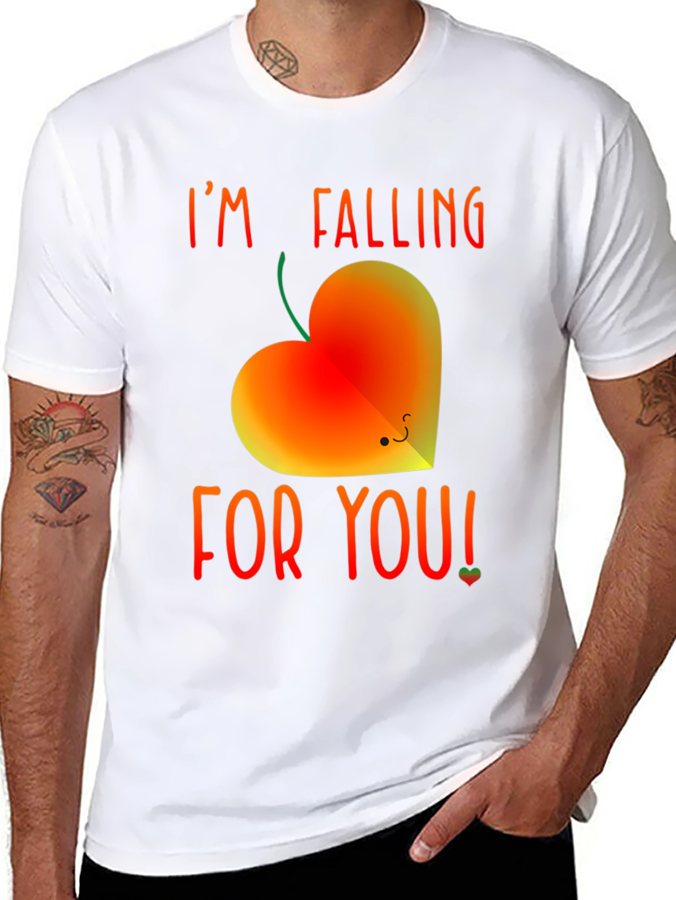 Black Falling For You Heart Graphic Tee view 8