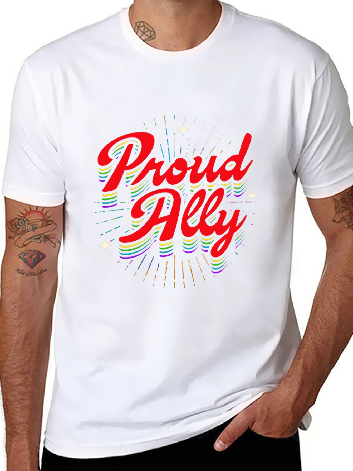 Black Proud Ally T-Shirt - LGBTQ+ Pride view 8