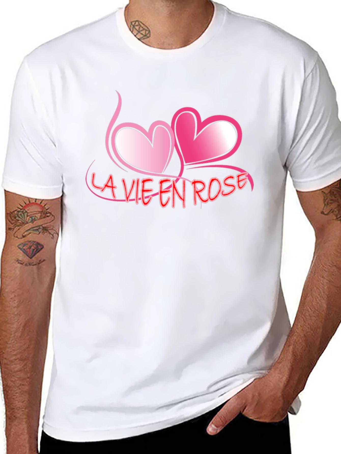 Black La Vie En Rose Graphic Tee - Romantic Black T-Shirt view 8