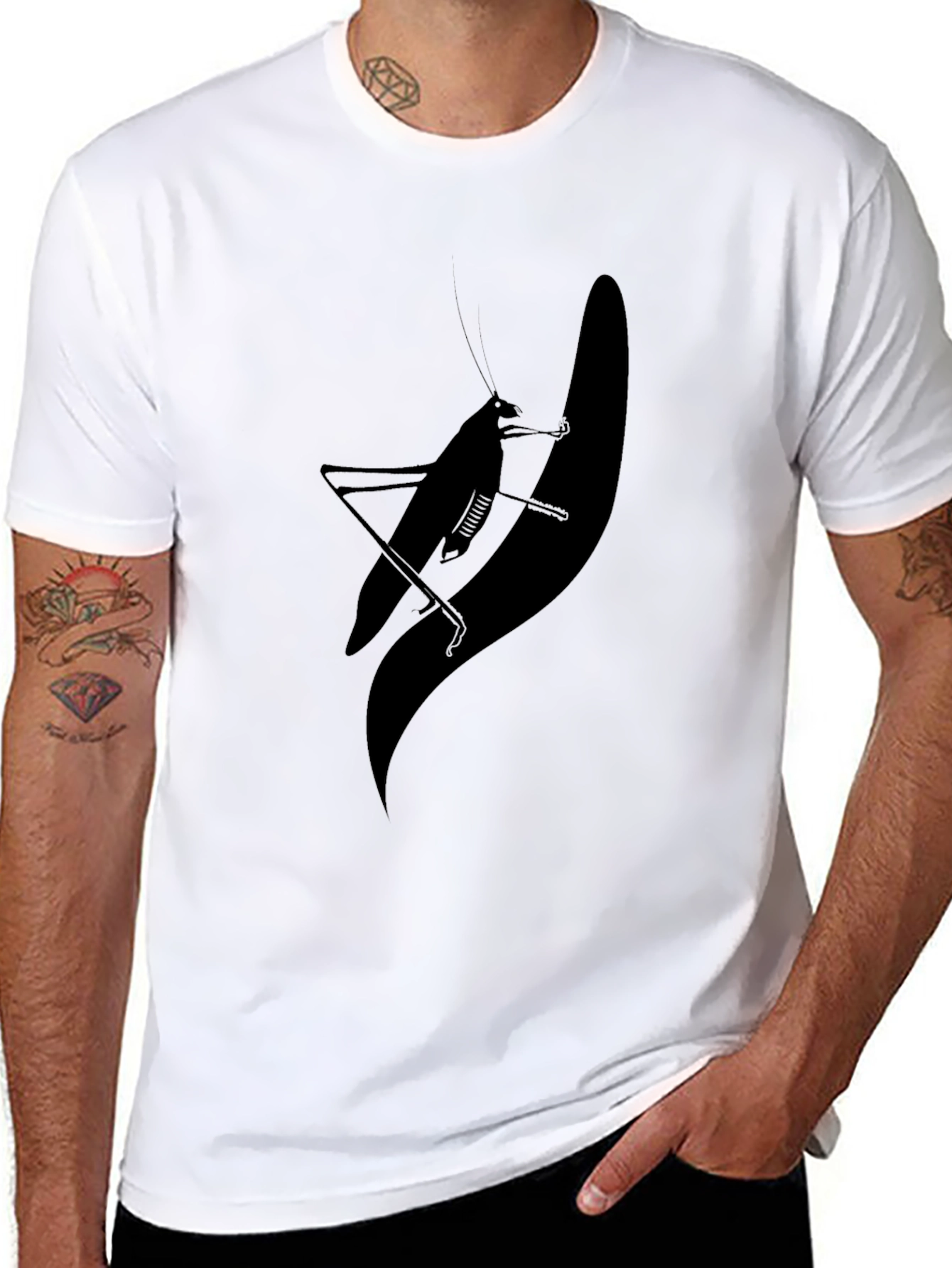 Black Silhouette Grasshopper Graphic Tee - Black view 8