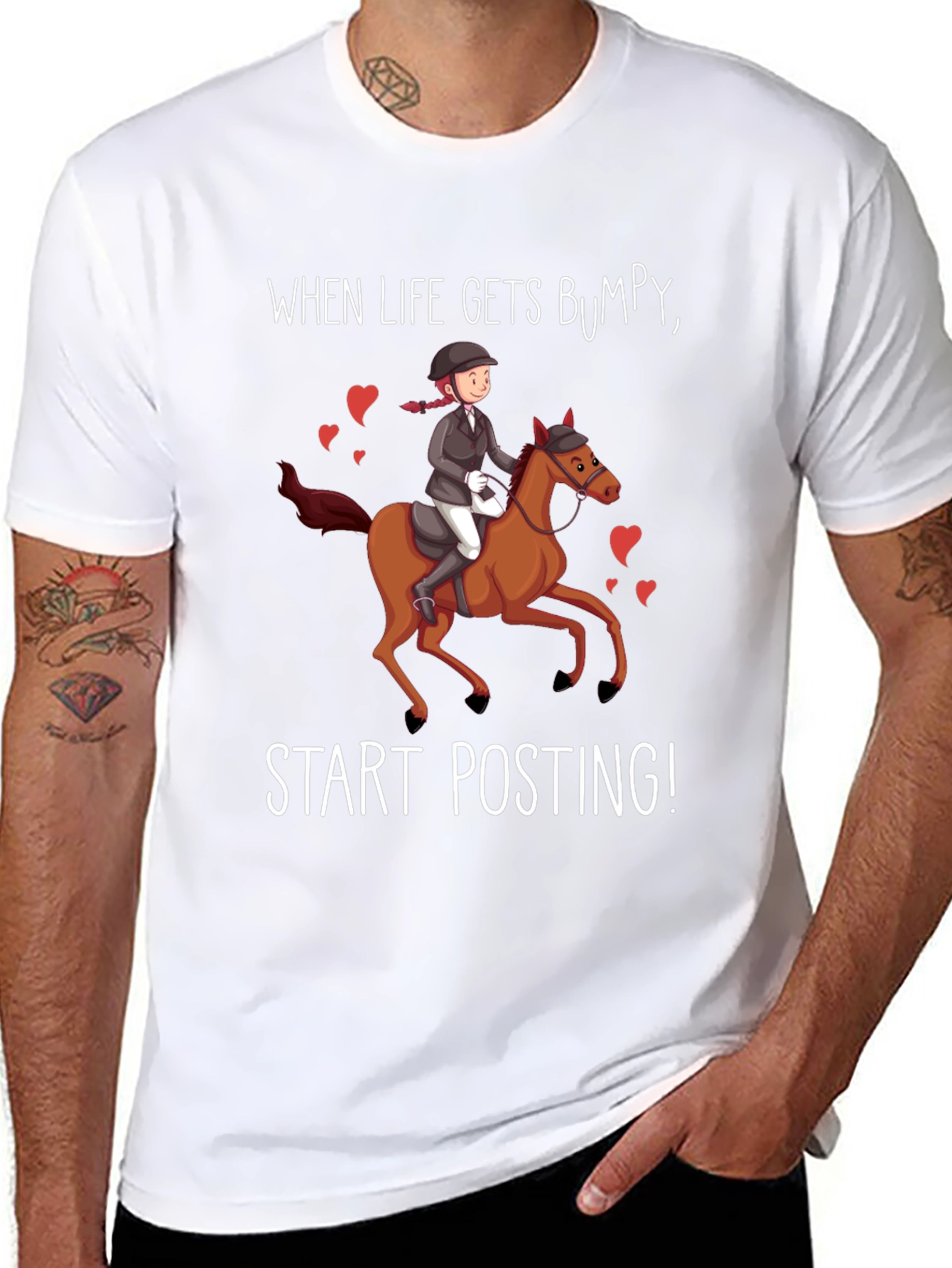 Black Equestrian Humor T-Shirt - "Start Posting!" view 8