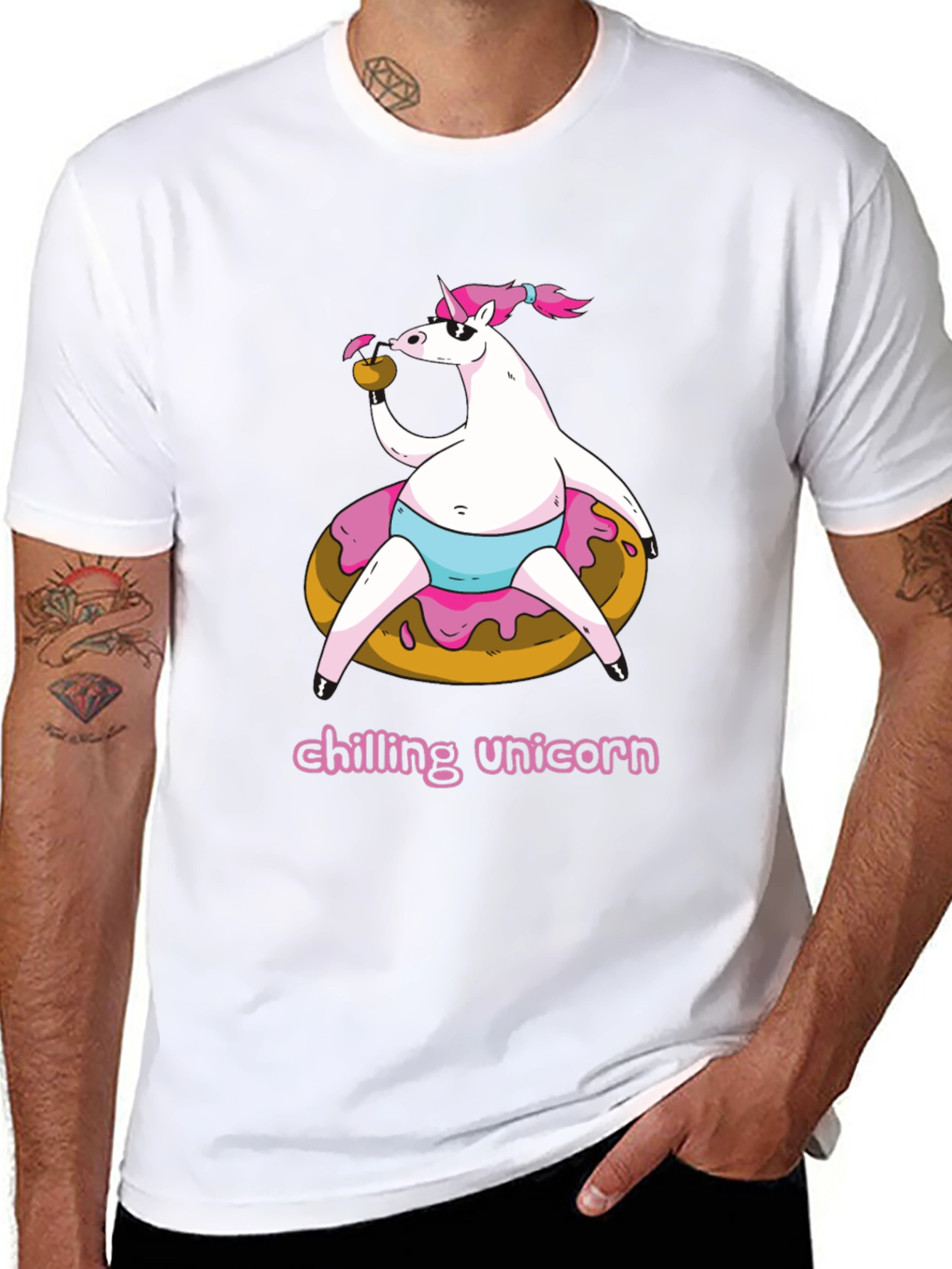 Black Chilling Unicorn Doughnut T-Shirt view 8