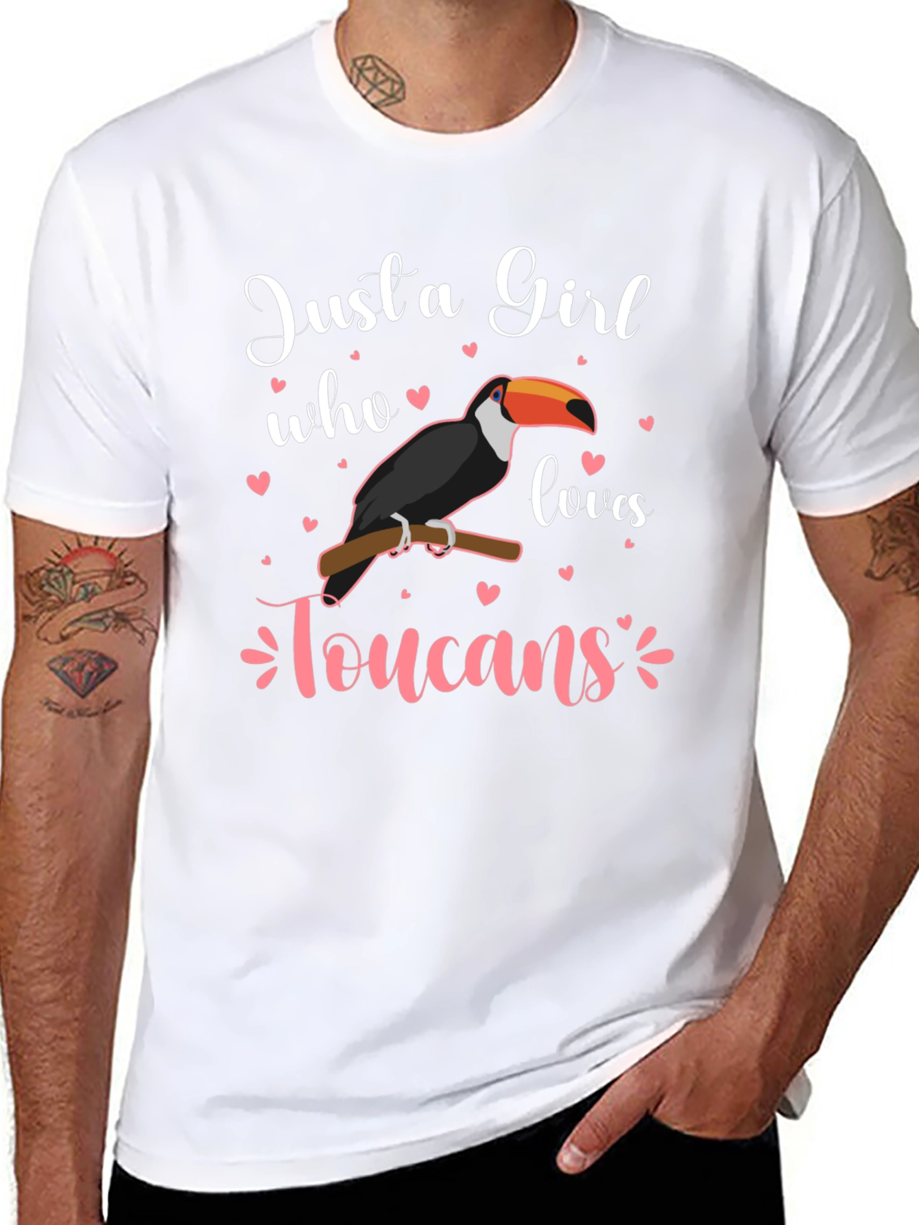 Black Just a Girl Who Loves Toucans T-Shirt view 8