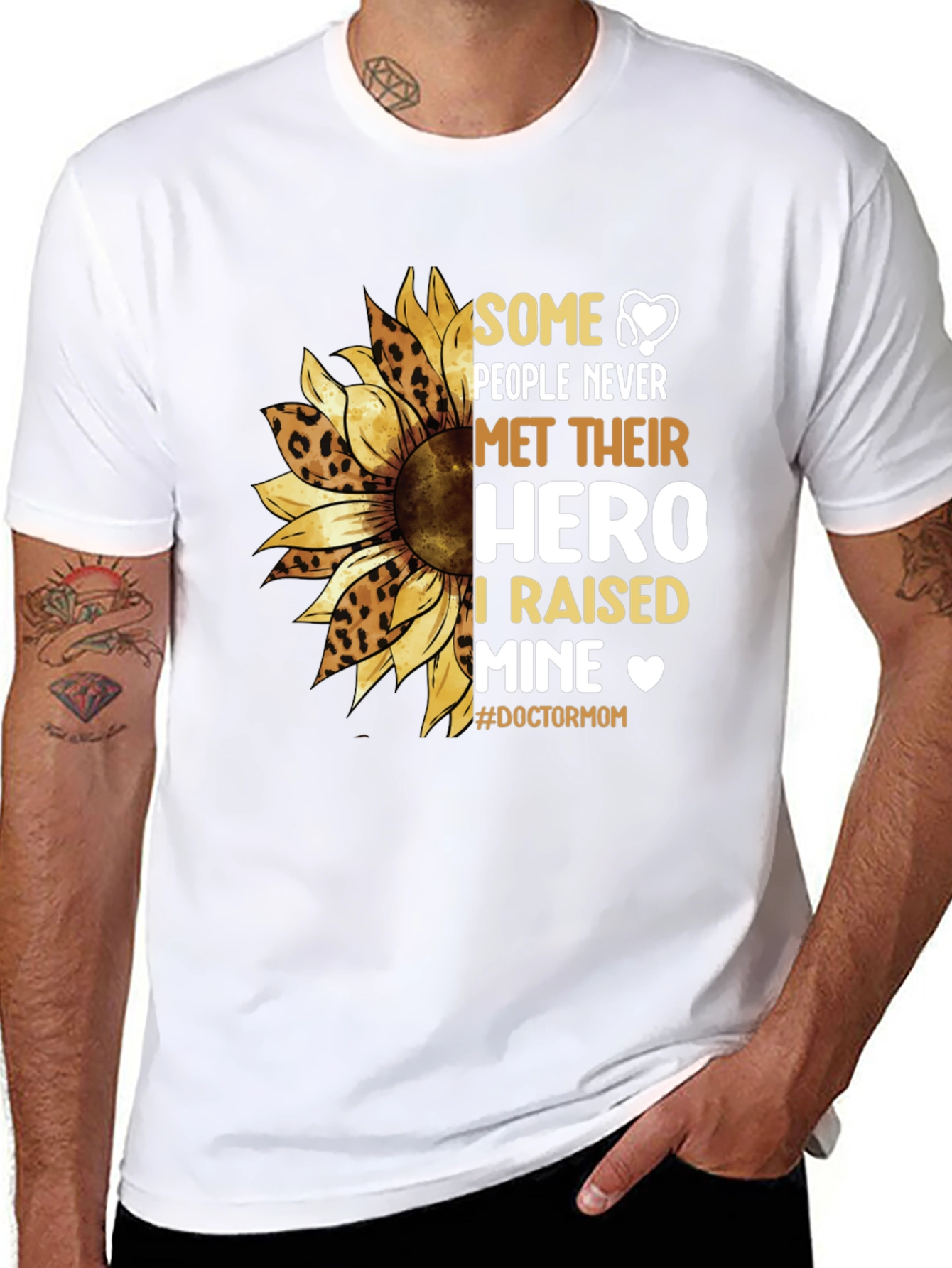 Black Doctor Mom Sunflower Graphic T-Shirt view 8