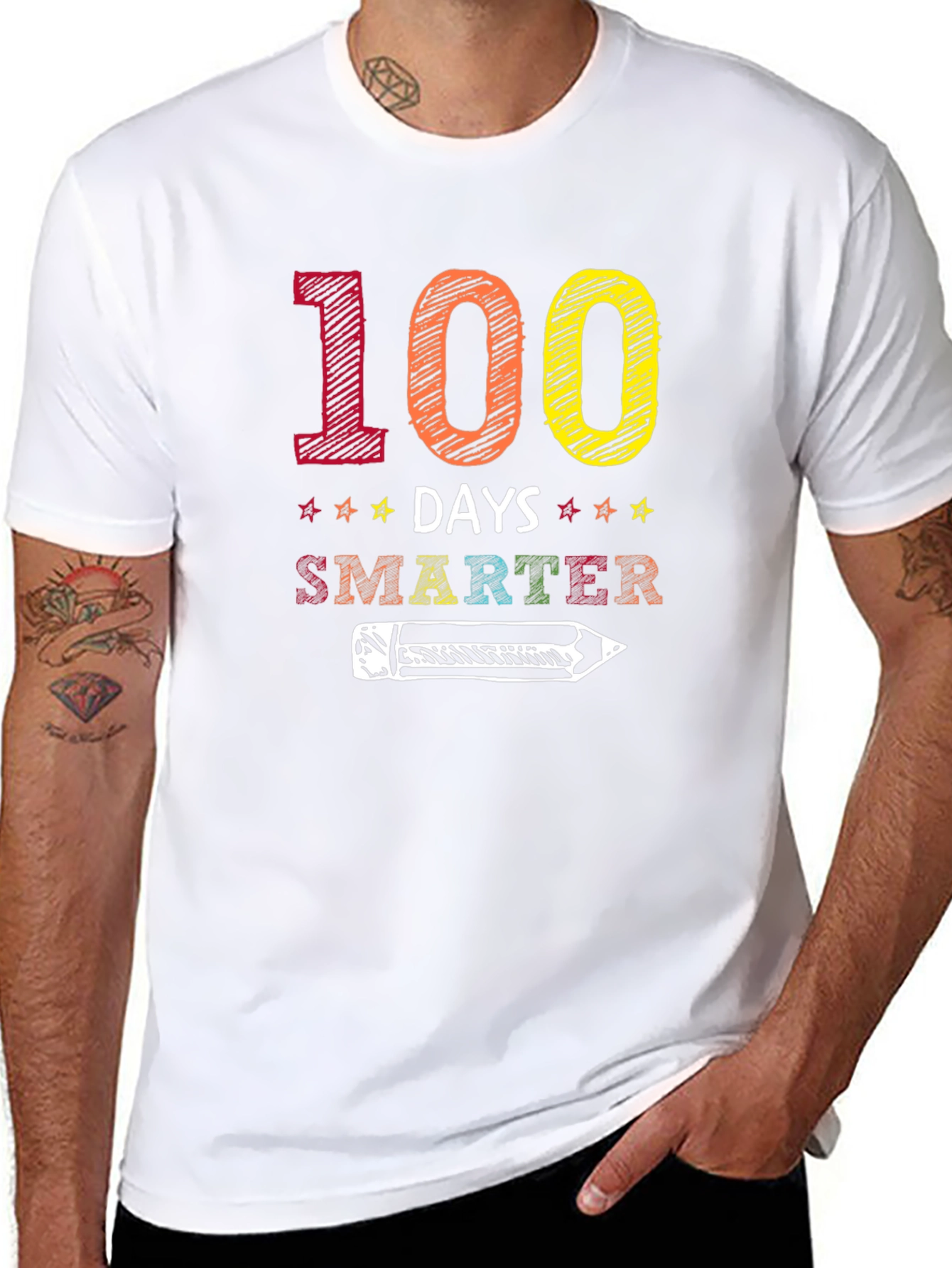 Black 100 Days Smarter Graphic T-Shirt view 8
