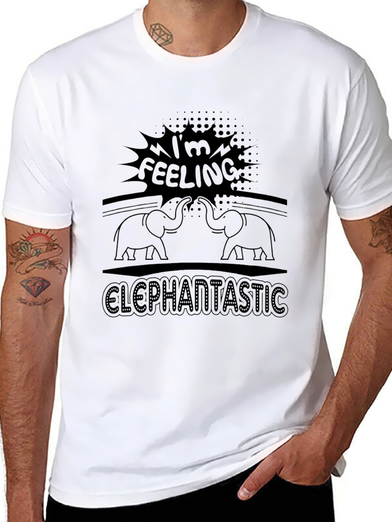 Black I'm Feeling Elephantastic Black Graphic Tee view 8