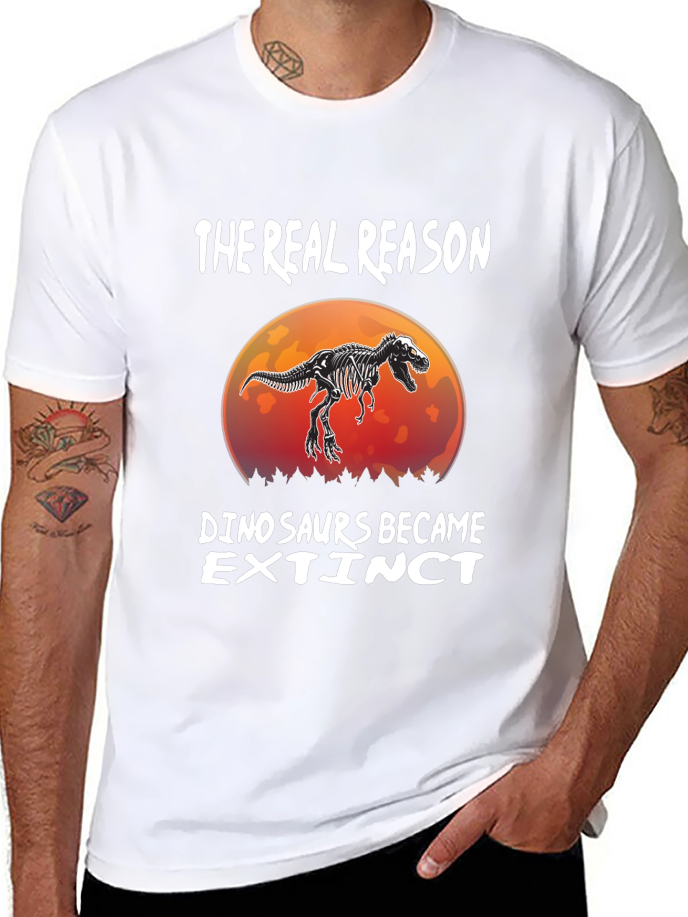 Black Dinosaur Extinction Funny T-Shirt view 8